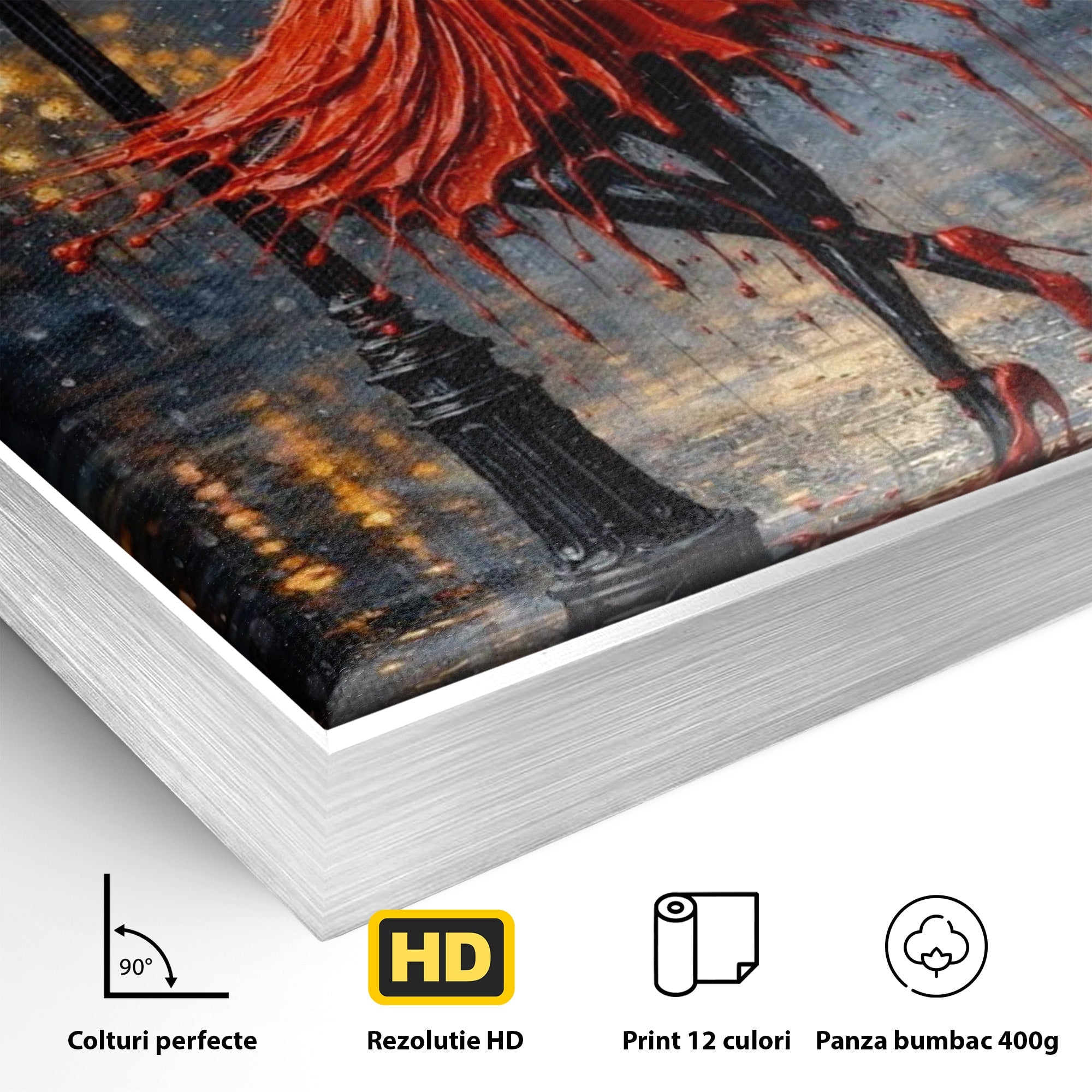 Tablou Canvas Premium LuxCanva® PI1054, Dansatoare In Ploaie, Dansatoare, Ploaie, Lampadar, Romantic, Living, Dormitor, Culori Vibrante