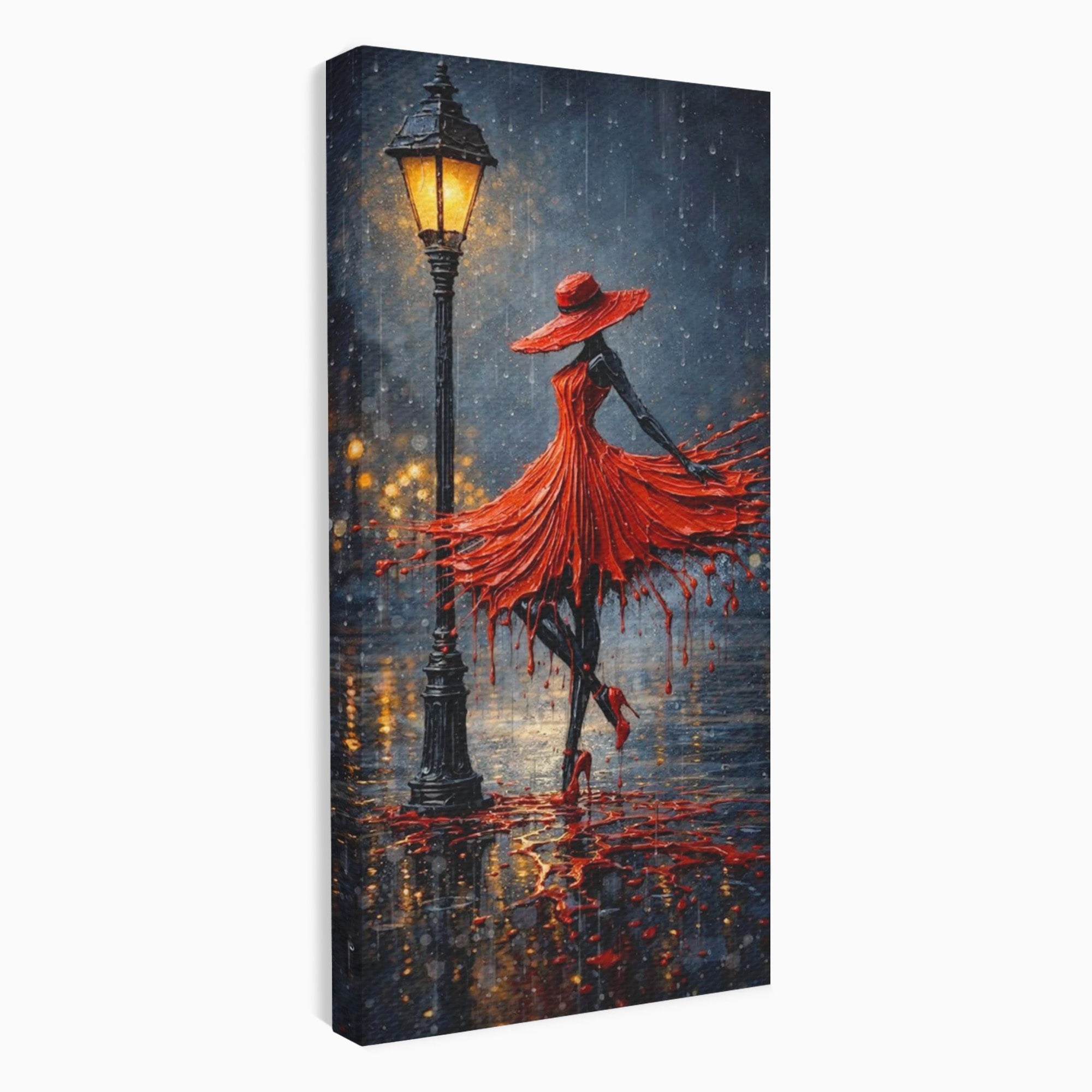 Tablou Canvas Premium LuxCanva® PI1054, Dansatoare In Ploaie, Dansatoare, Ploaie, Lampadar, Romantic, Living, Dormitor, Culori Vibrante