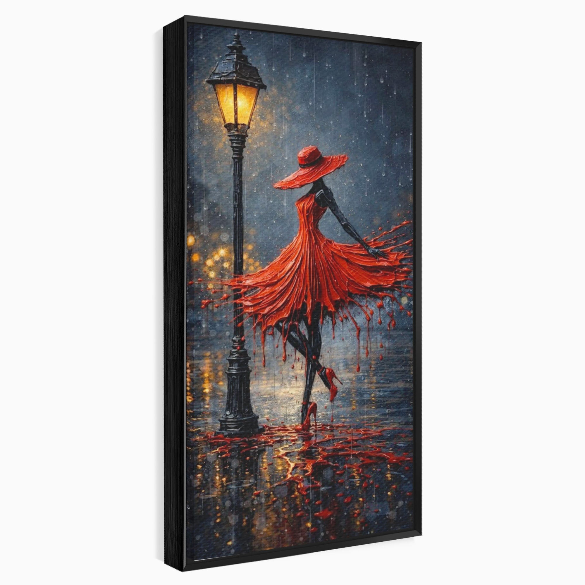 Tablou Canvas Premium LuxCanva® PI1054, Dansatoare In Ploaie, Dansatoare, Ploaie, Lampadar, Romantic, Living, Dormitor, Culori Vibrante