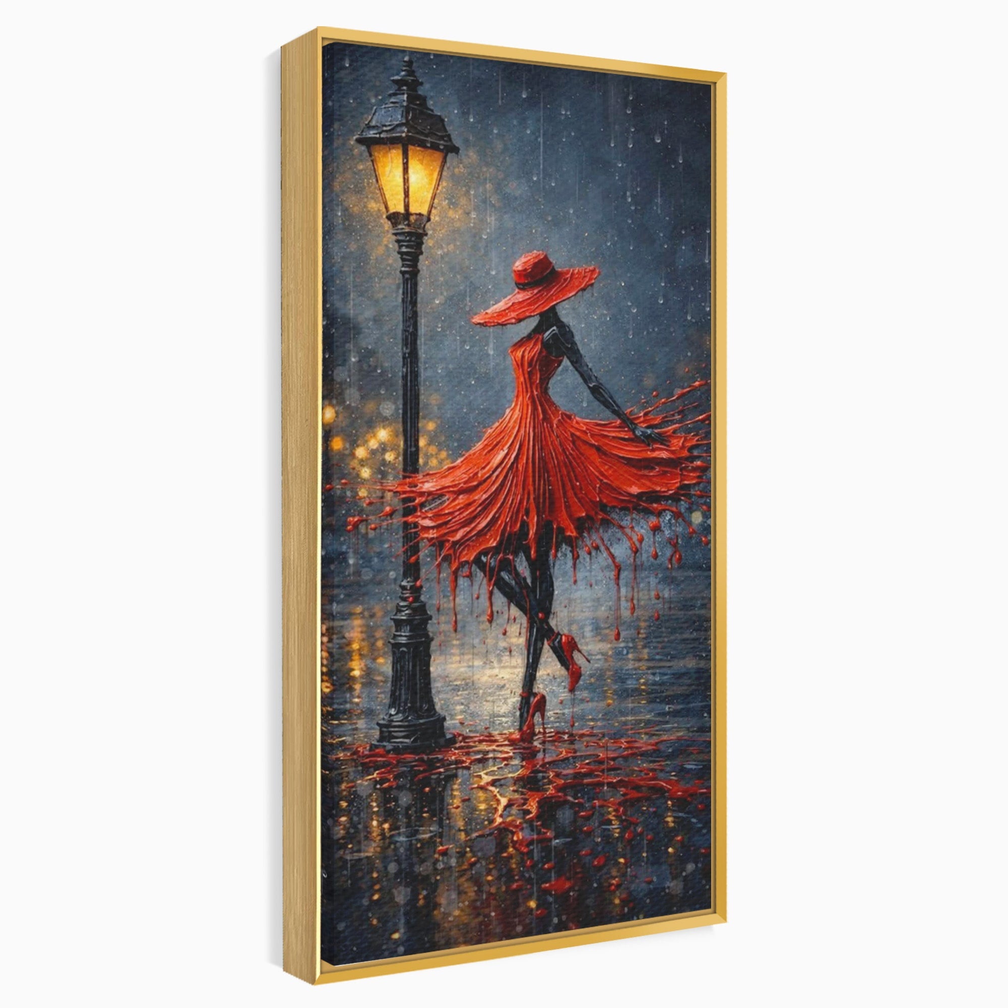 Tablou Canvas Premium LuxCanva® PI1054, Dansatoare In Ploaie, Dansatoare, Ploaie, Lampadar, Romantic, Living, Dormitor, Culori Vibrante