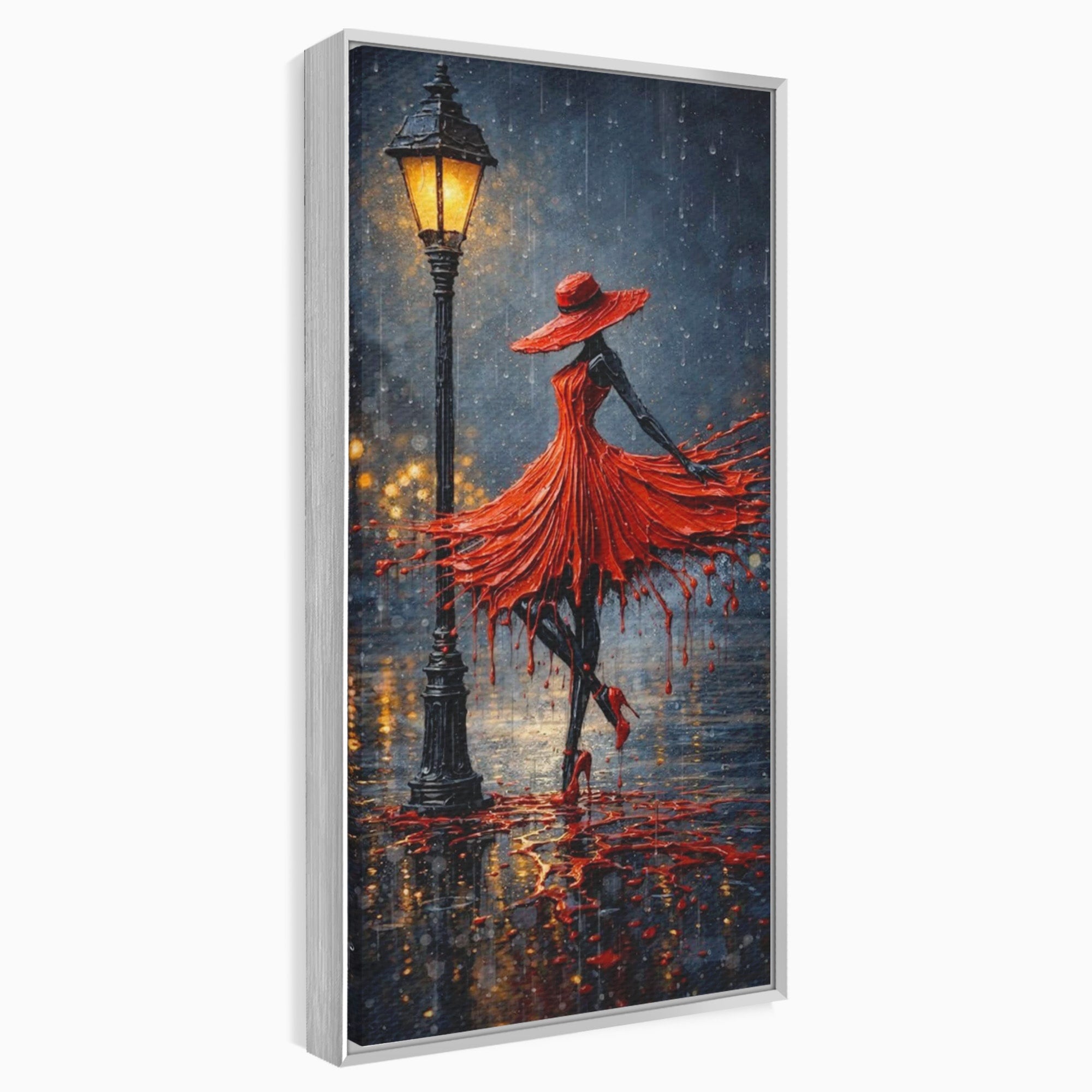 Tablou Canvas Premium LuxCanva® PI1054, Dansatoare In Ploaie, Dansatoare, Ploaie, Lampadar, Romantic, Living, Dormitor, Culori Vibrante