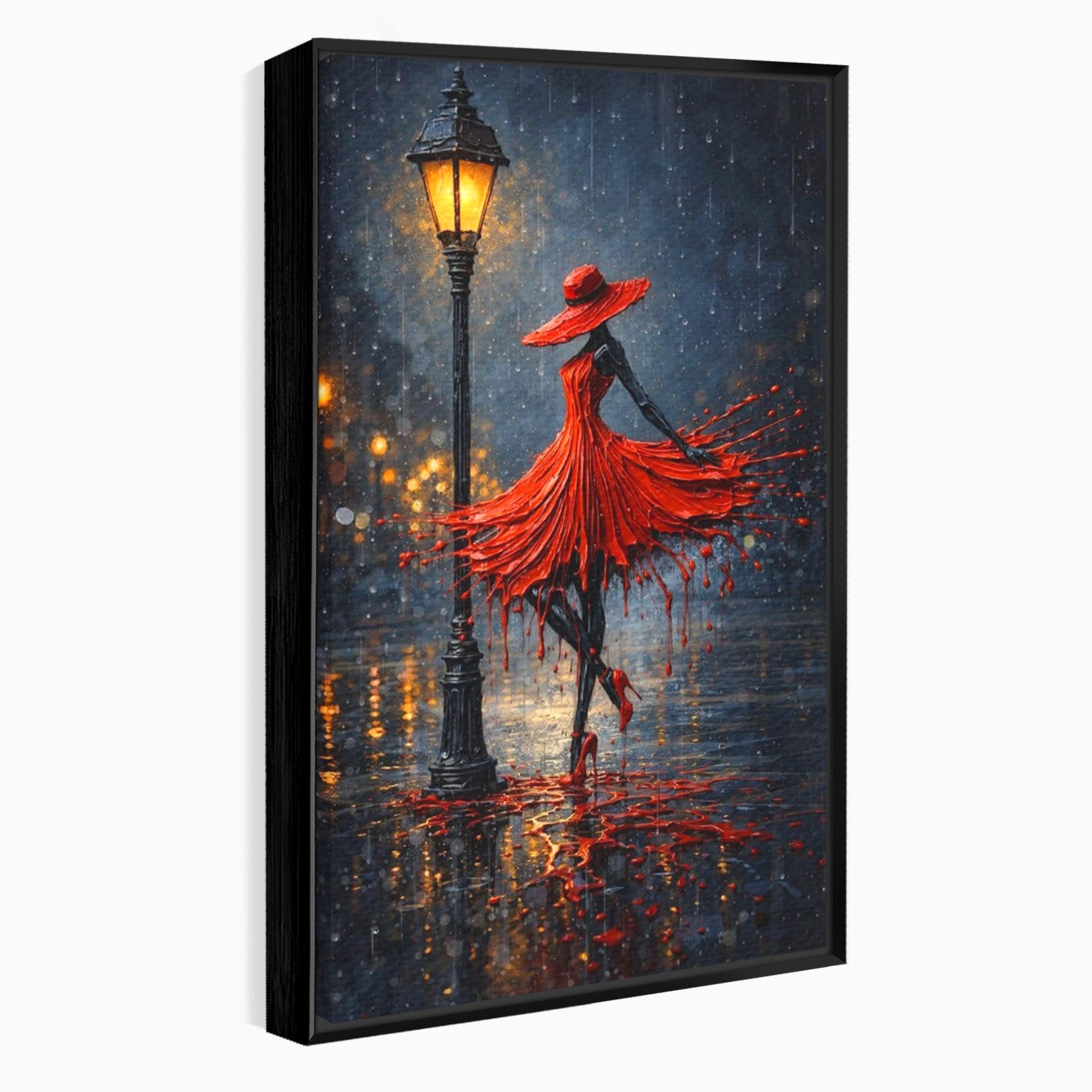 Tablou Canvas Premium LuxCanva® PI1054, Dansatoare In Ploaie, Dansatoare, Ploaie, Lampadar, Romantic, Living, Dormitor, Culori Vibrante