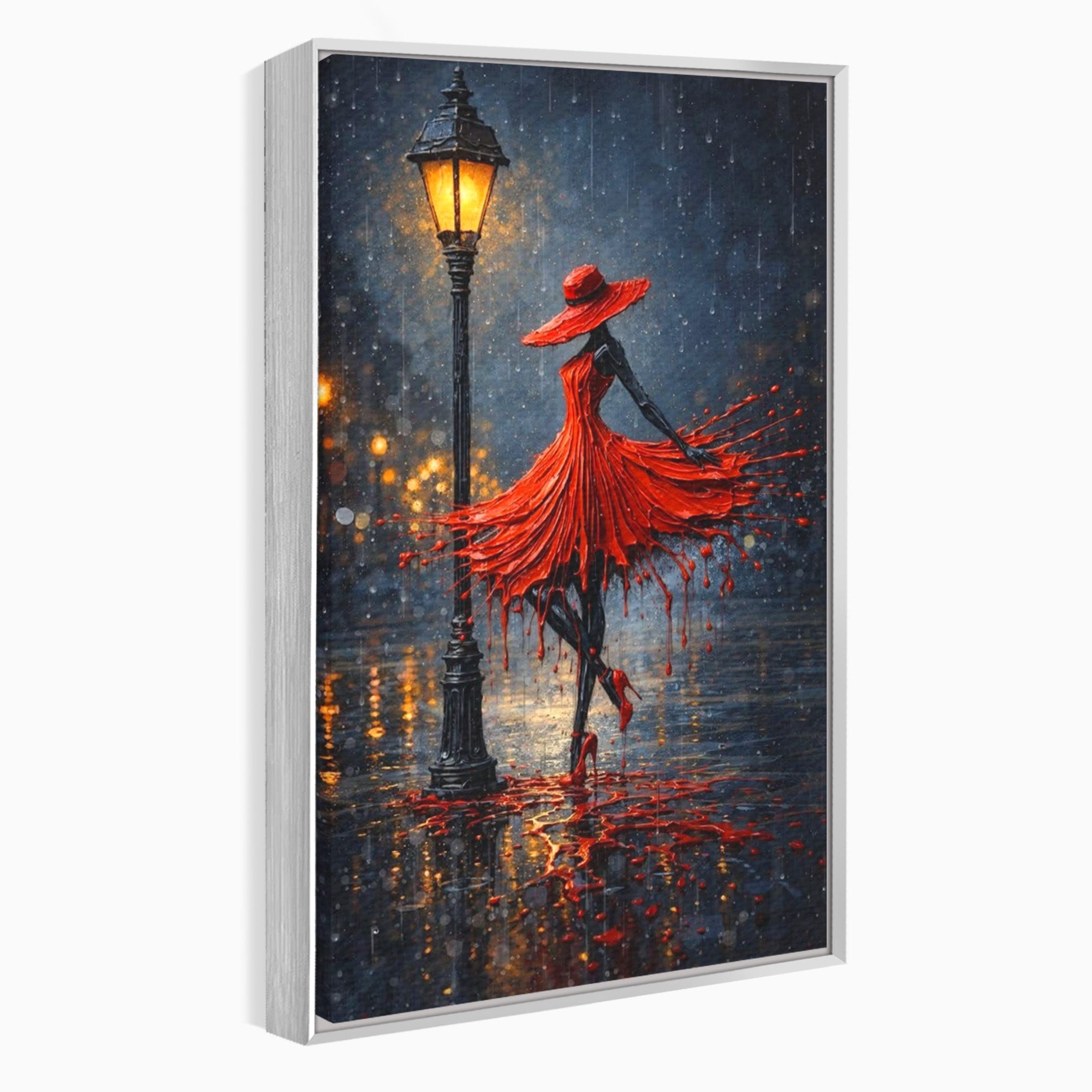 Tablou Canvas Premium LuxCanva® PI1054, Dansatoare In Ploaie, Dansatoare, Ploaie, Lampadar, Romantic, Living, Dormitor, Culori Vibrante