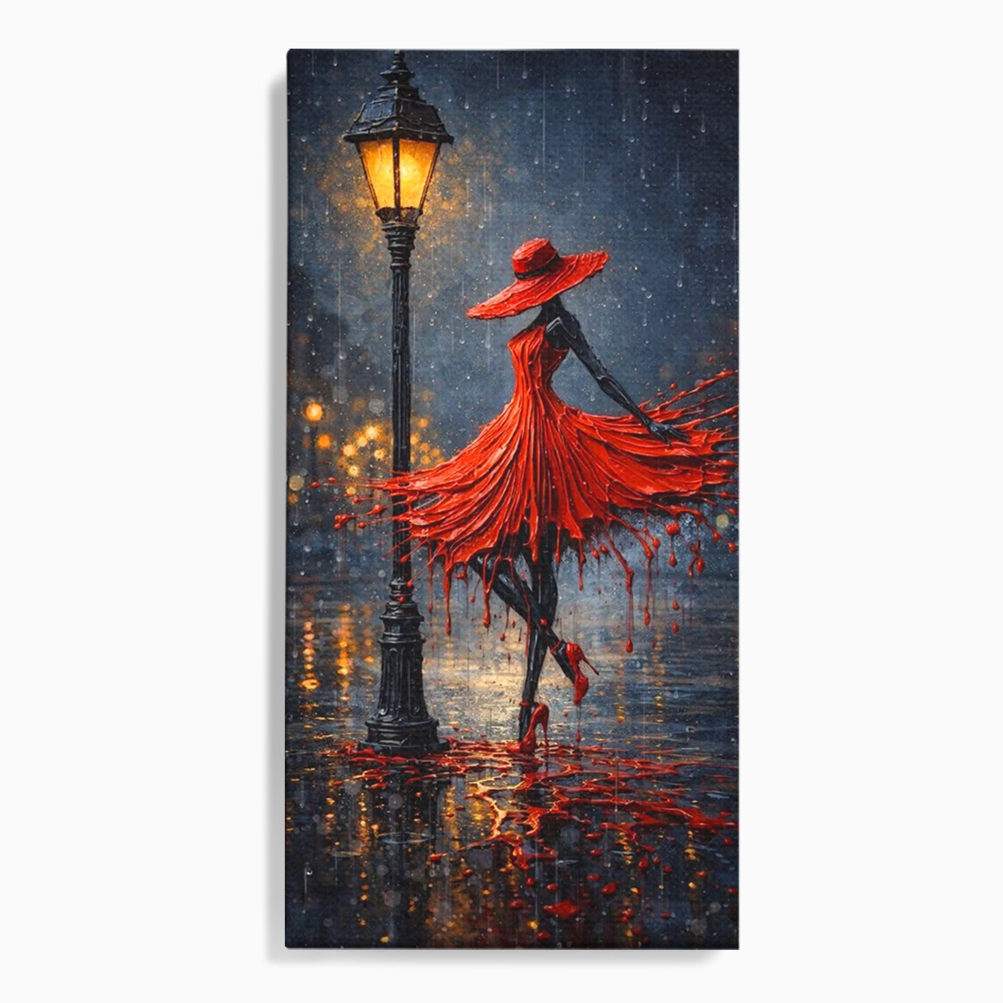 Tablou Canvas Premium LuxCanva® PI1054, Dansatoare In Ploaie, Dansatoare, Ploaie, Lampadar, Romantic, Living, Dormitor, Culori Vibrante