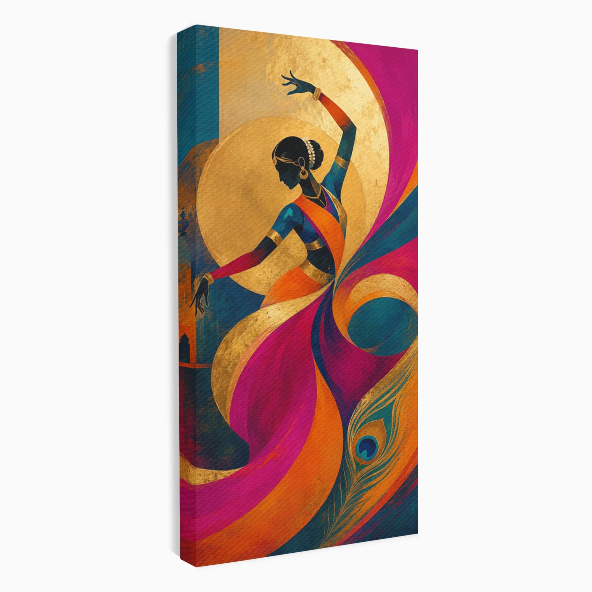 Tablou Canvas Premium LuxCanva® PI1055, Dansatoare Indiana, Dansatoare, India, Exotic, Cultura, Living, Culori Vibrante