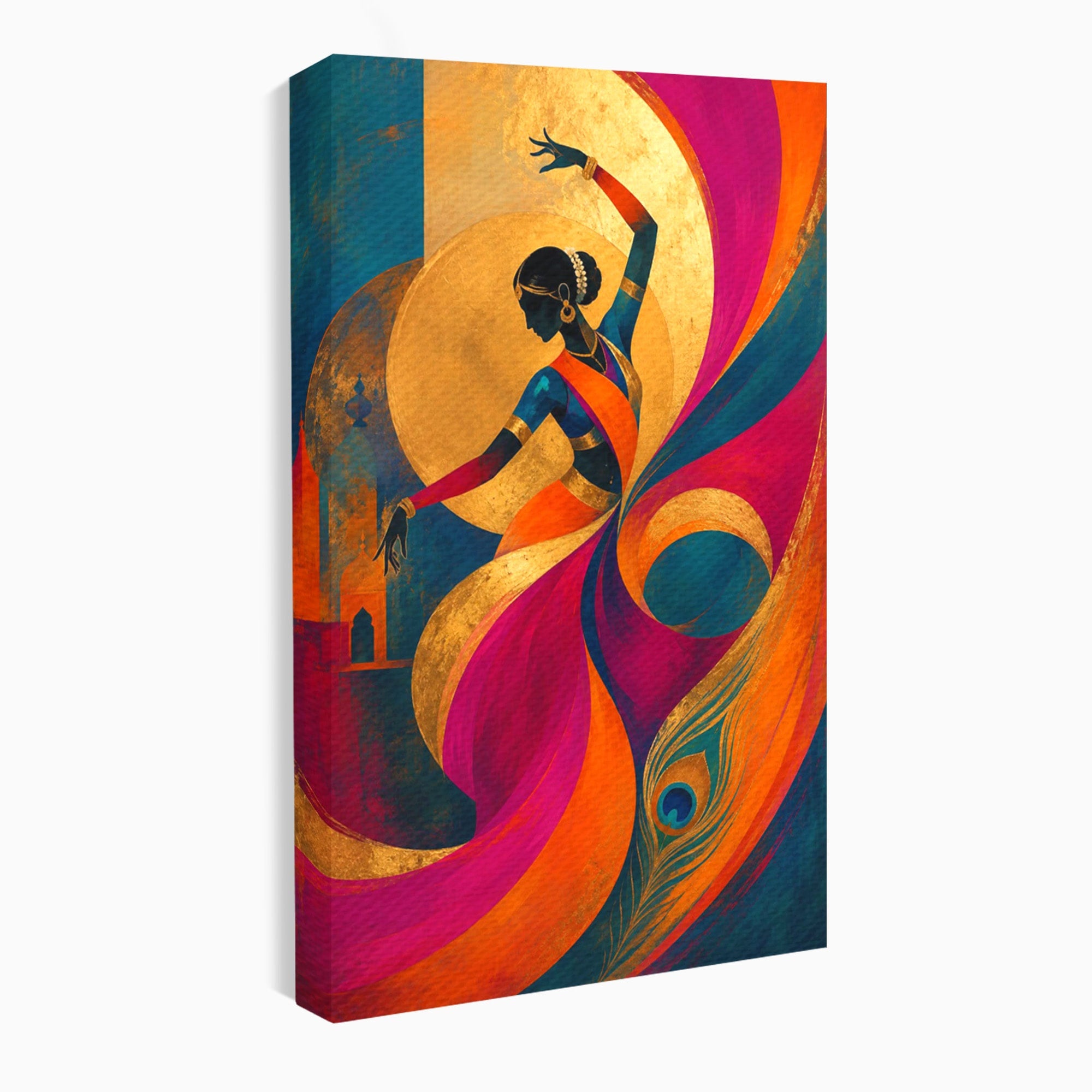 Tablou Canvas Premium LuxCanva® PI1055, Dansatoare Indiana, Dansatoare, India, Exotic, Cultura, Living, Culori Vibrante