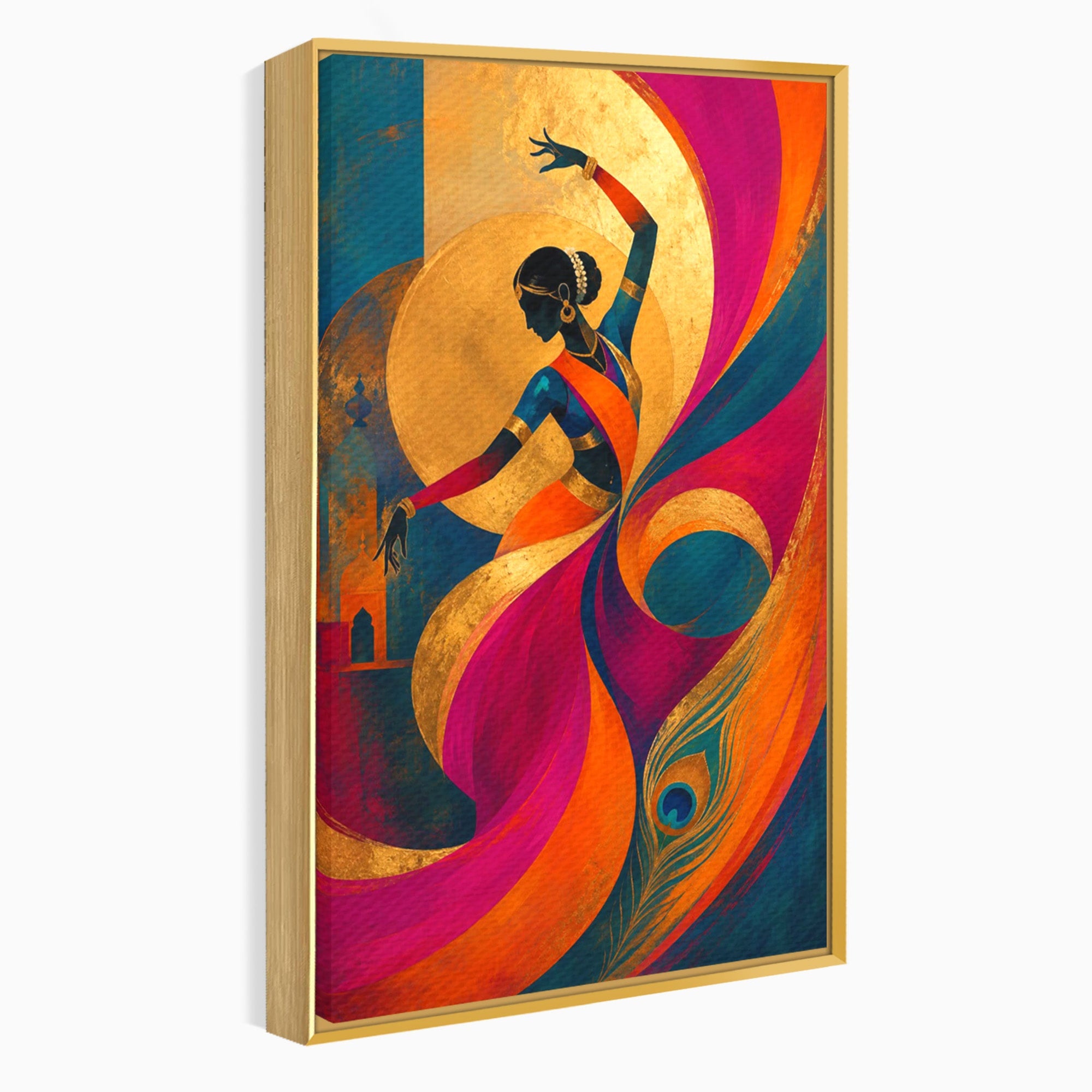 Tablou Canvas Premium LuxCanva® PI1055, Dansatoare Indiana, Dansatoare, India, Exotic, Cultura, Living, Culori Vibrante