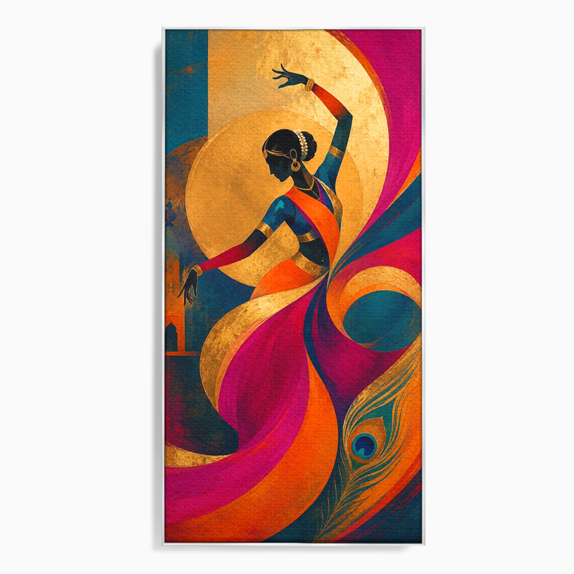 Tablou Canvas Premium LuxCanva® PI1055, Dansatoare Indiana, Dansatoare, India, Exotic, Cultura, Living, Culori Vibrante