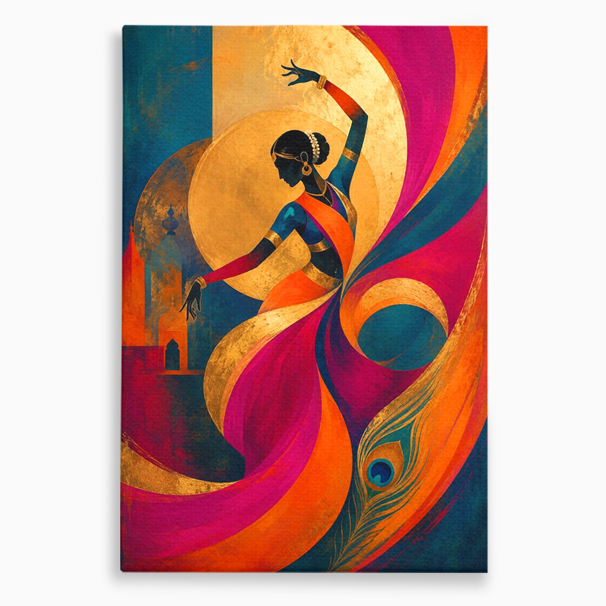 Tablou Canvas Premium LuxCanva® PI1055, Dansatoare Indiana, Dansatoare, India, Exotic, Cultura, Living, Culori Vibrante