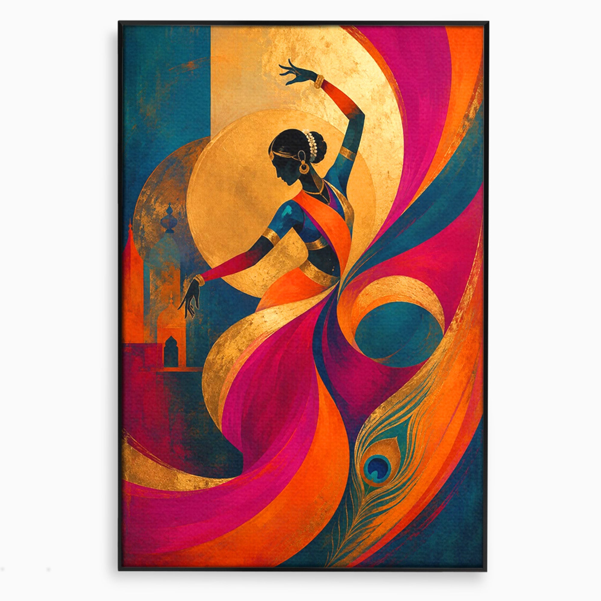 Tablou Canvas Premium LuxCanva® PI1055, Dansatoare Indiana, Dansatoare, India, Exotic, Cultura, Living, Culori Vibrante