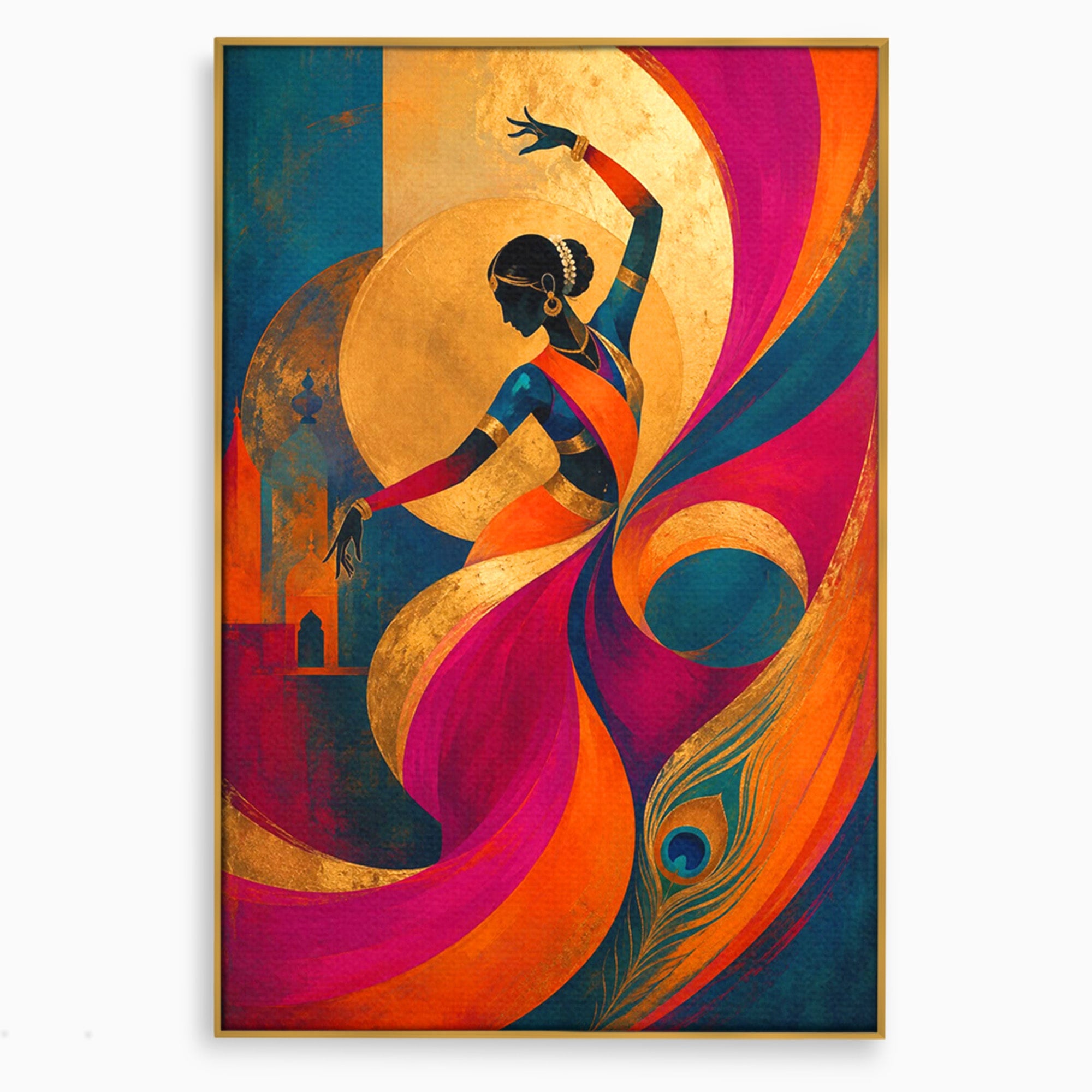 Tablou Canvas Premium LuxCanva® PI1055, Dansatoare Indiana, Dansatoare, India, Exotic, Cultura, Living, Culori Vibrante