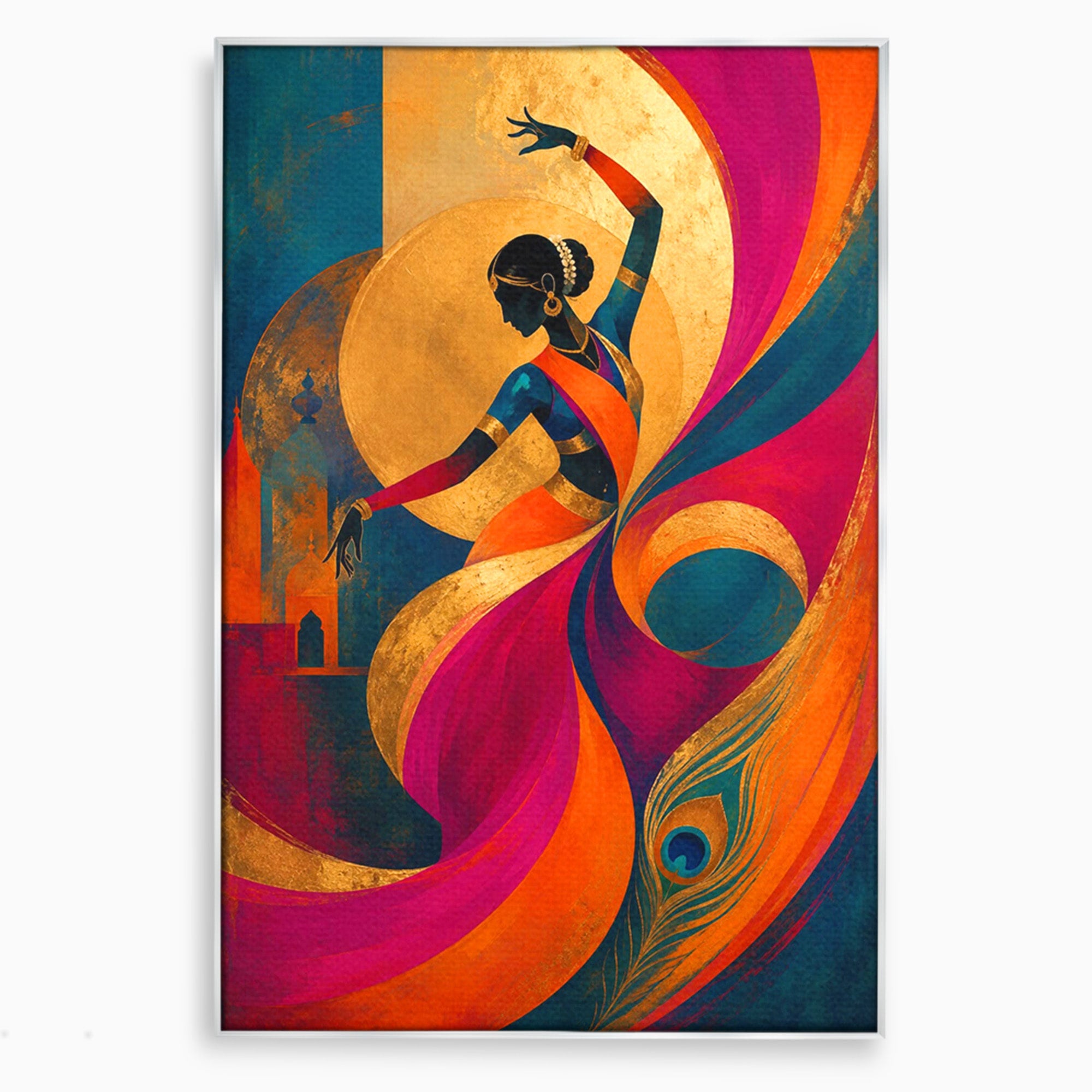 Tablou Canvas Premium LuxCanva® PI1055, Dansatoare Indiana, Dansatoare, India, Exotic, Cultura, Living, Culori Vibrante