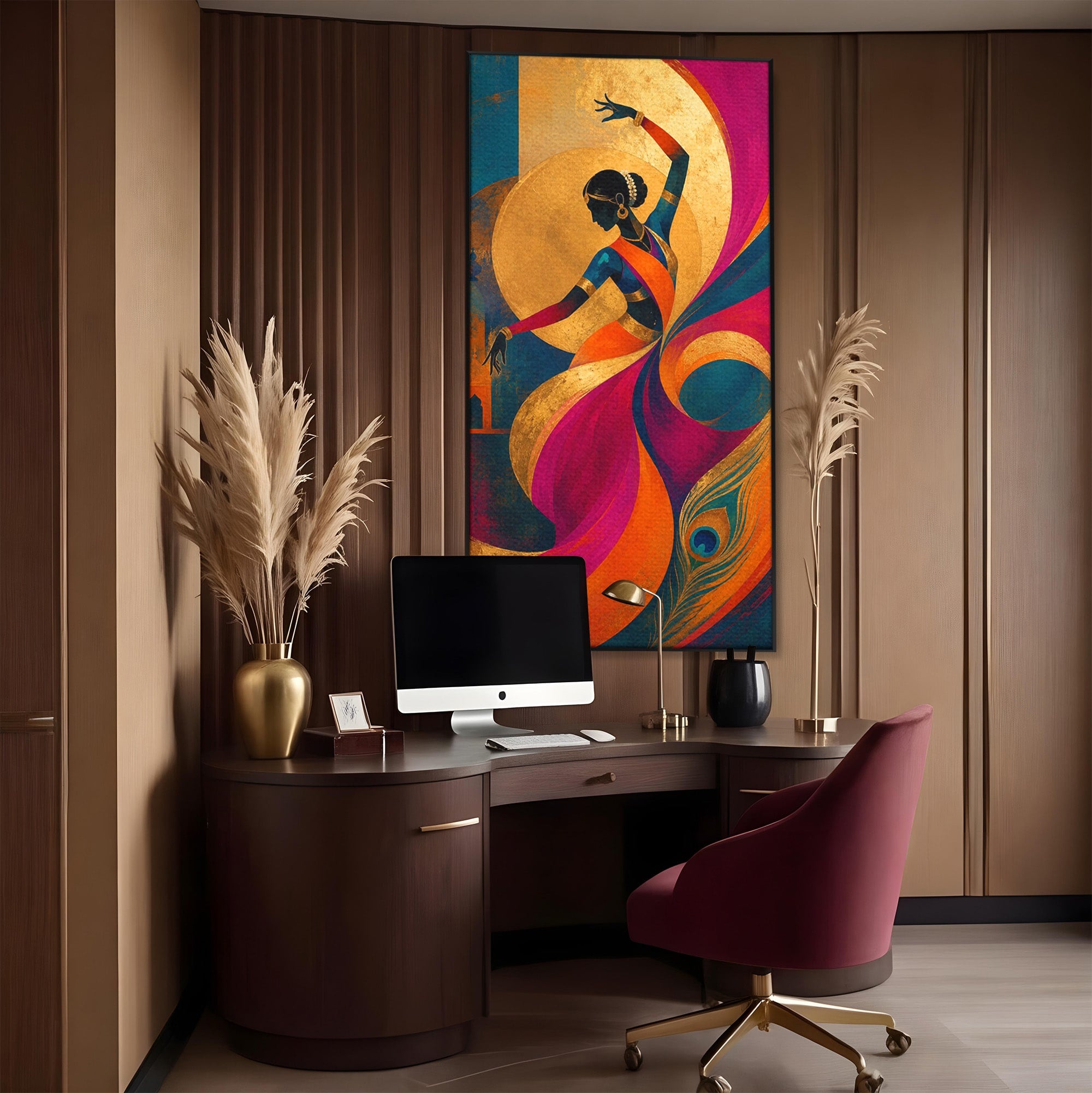 Tablou Canvas Premium LuxCanva® PI1055, Dansatoare Indiana, Dansatoare, India, Exotic, Cultura, Living, Culori Vibrante