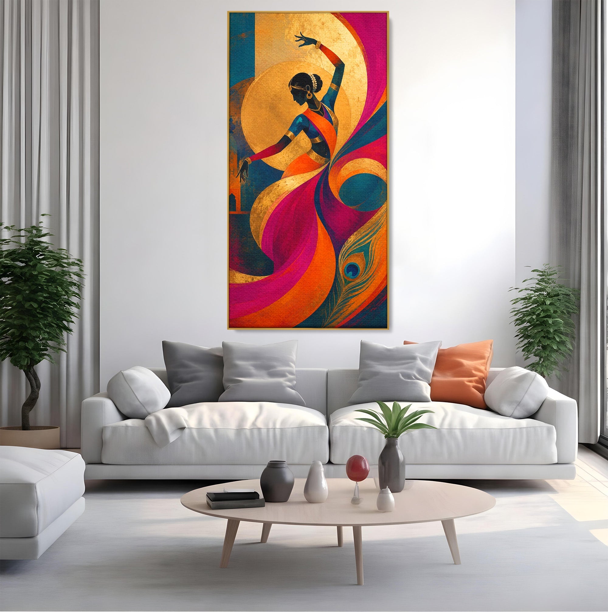 Tablou Canvas Premium LuxCanva® PI1055, Dansatoare Indiana, Dansatoare, India, Exotic, Cultura, Living, Culori Vibrante
