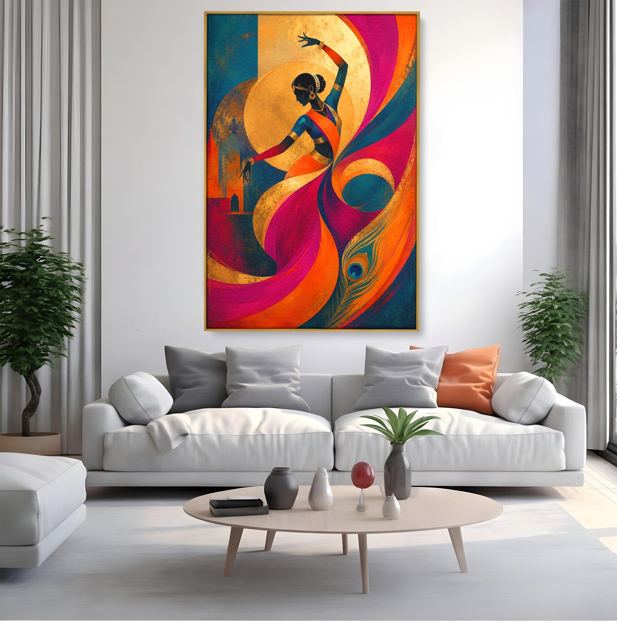 Tablou Canvas Premium LuxCanva® PI1055, Dansatoare Indiana, Dansatoare, India, Exotic, Cultura, Living, Culori Vibrante