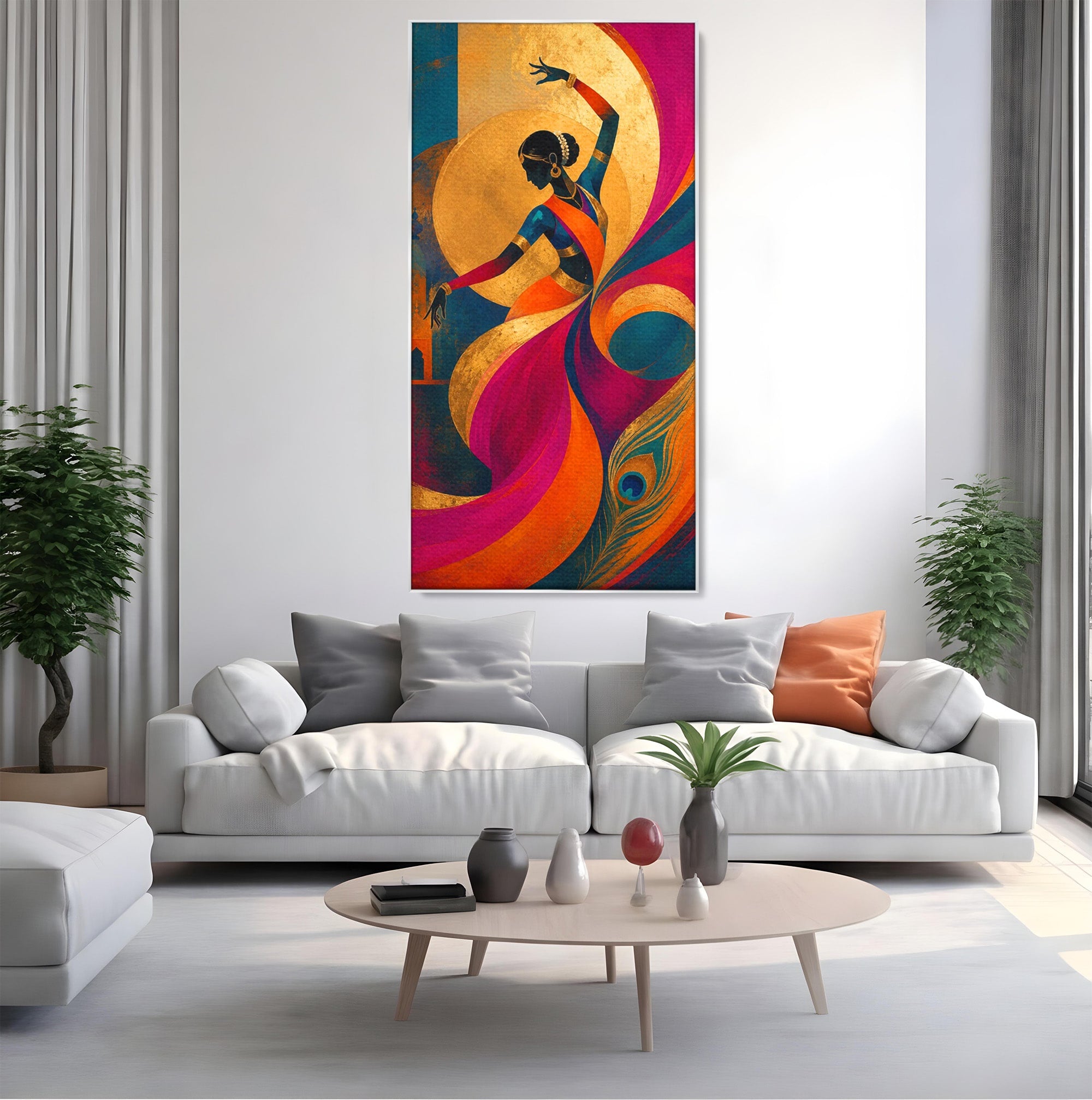 Tablou Canvas Premium LuxCanva® PI1055, Dansatoare Indiana, Dansatoare, India, Exotic, Cultura, Living, Culori Vibrante