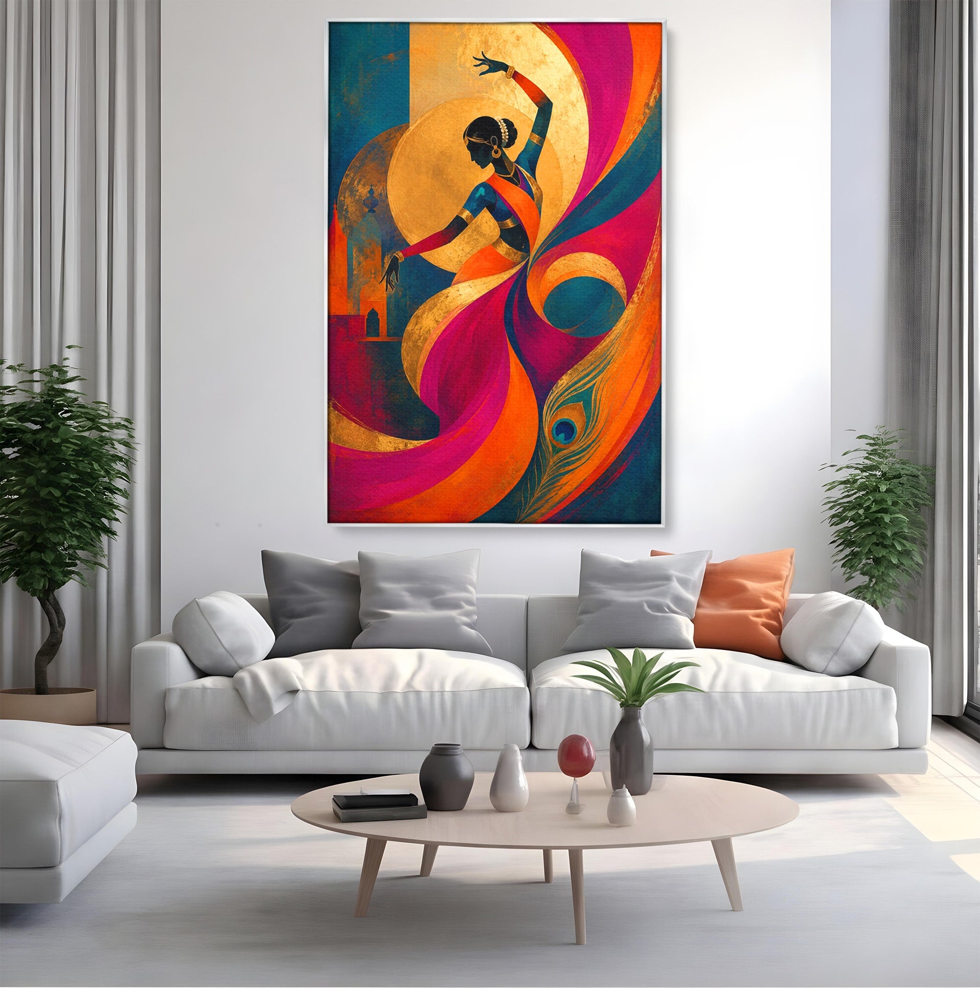 Tablou Canvas Premium LuxCanva® PI1055, Dansatoare Indiana, Dansatoare, India, Exotic, Cultura, Living, Culori Vibrante