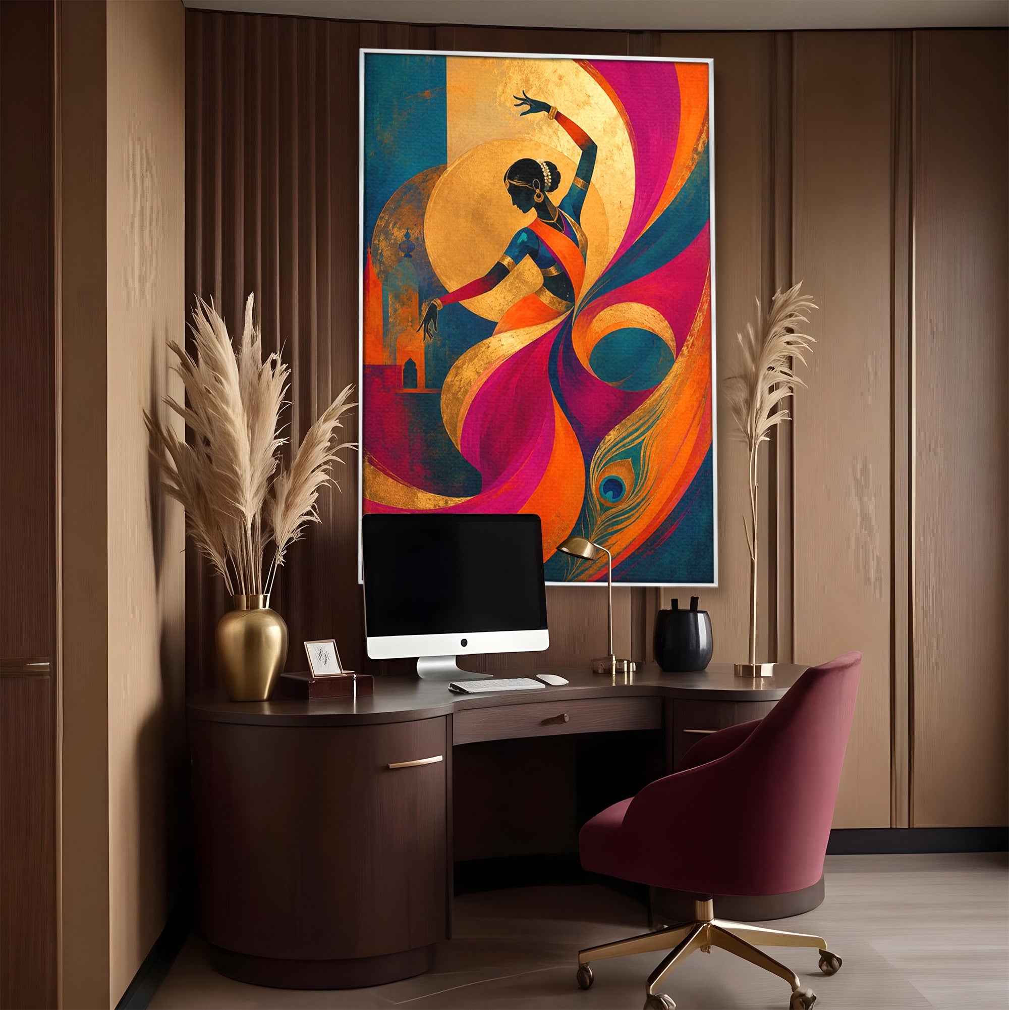 Tablou Canvas Premium LuxCanva® PI1055, Dansatoare Indiana, Dansatoare, India, Exotic, Cultura, Living, Culori Vibrante