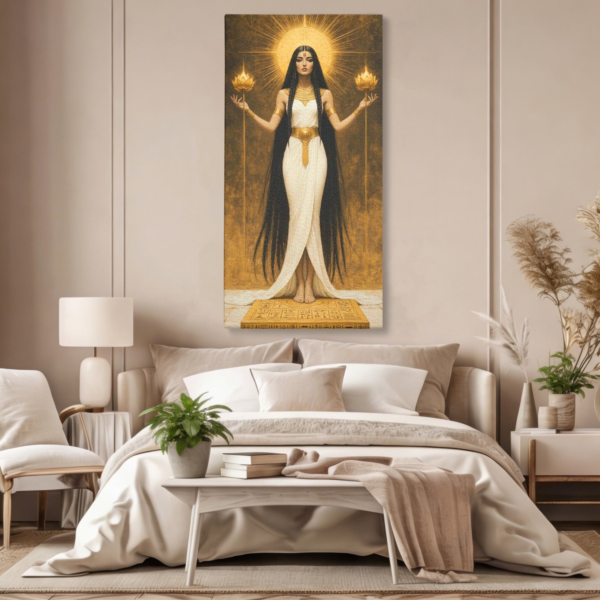 Tablou Canvas Premium LuxCanva® PI1056, Zeiță Egipteană, Zeiță, Egipt, Mistic, Antichitate, Simbolism, Dormitor, Living, Culori Vibrante