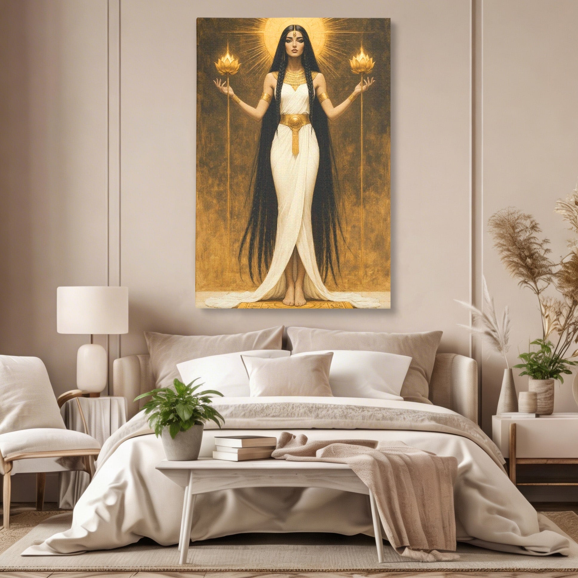 Tablou Canvas Premium LuxCanva® PI1056, Zeiță Egipteană, Zeiță, Egipt, Mistic, Antichitate, Simbolism, Dormitor, Living, Culori Vibrante
