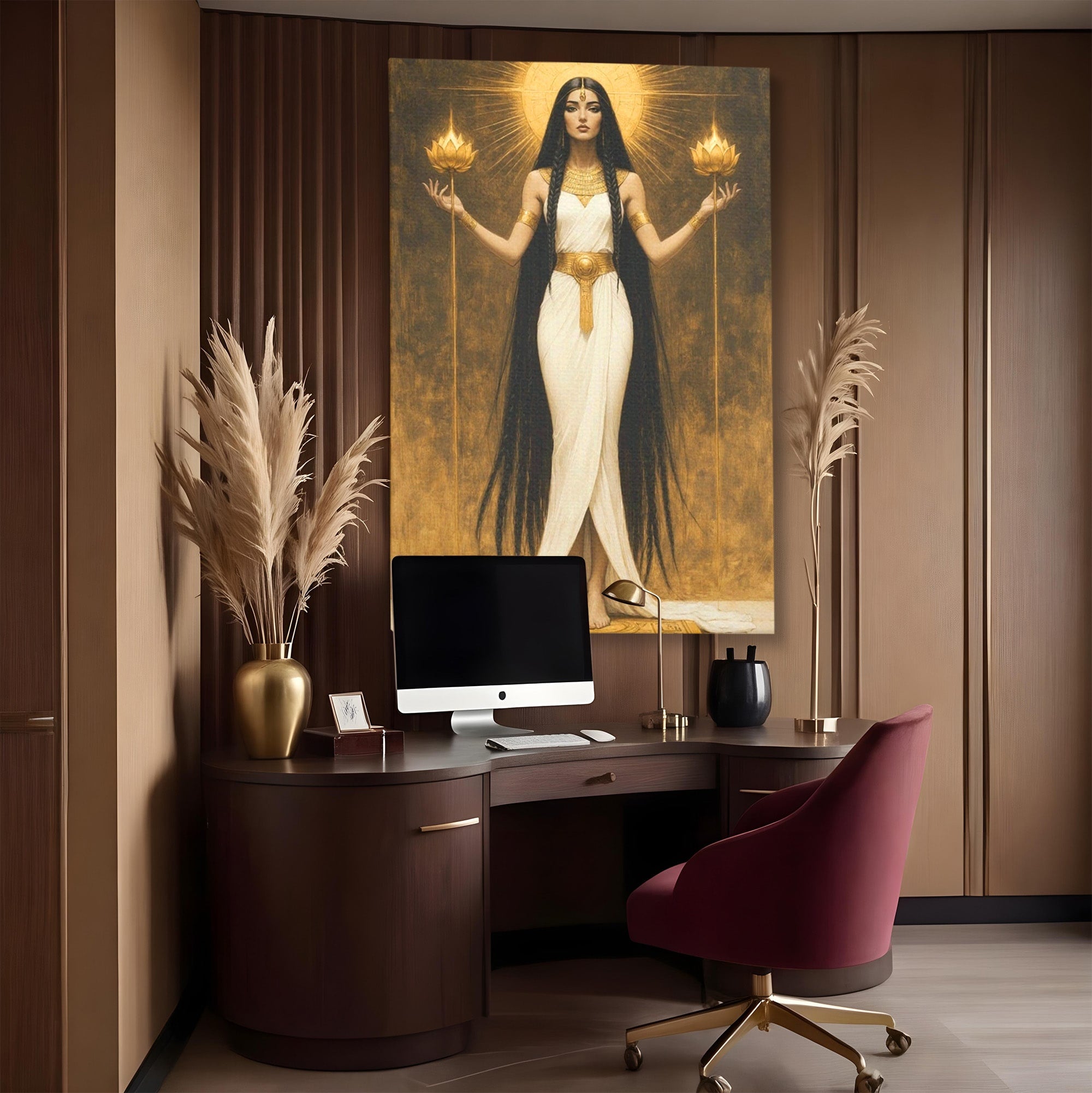 Tablou Canvas Premium LuxCanva® PI1056, Zeiță Egipteană, Zeiță, Egipt, Mistic, Antichitate, Simbolism, Dormitor, Living, Culori Vibrante