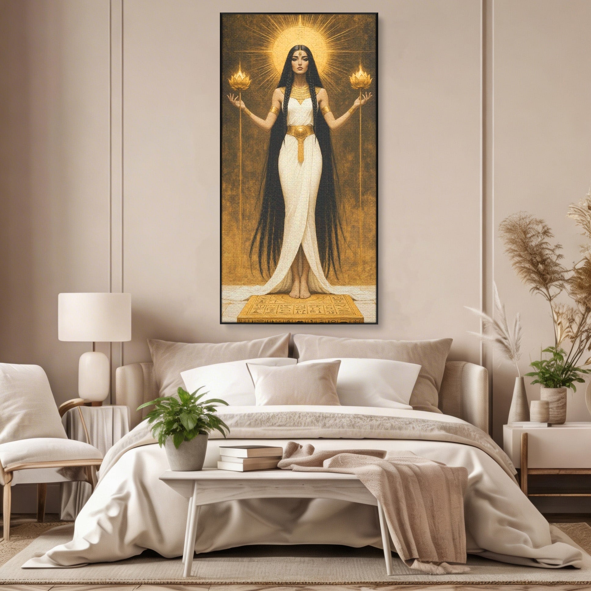Tablou Canvas Premium LuxCanva® PI1056, Zeiță Egipteană, Zeiță, Egipt, Mistic, Antichitate, Simbolism, Dormitor, Living, Culori Vibrante