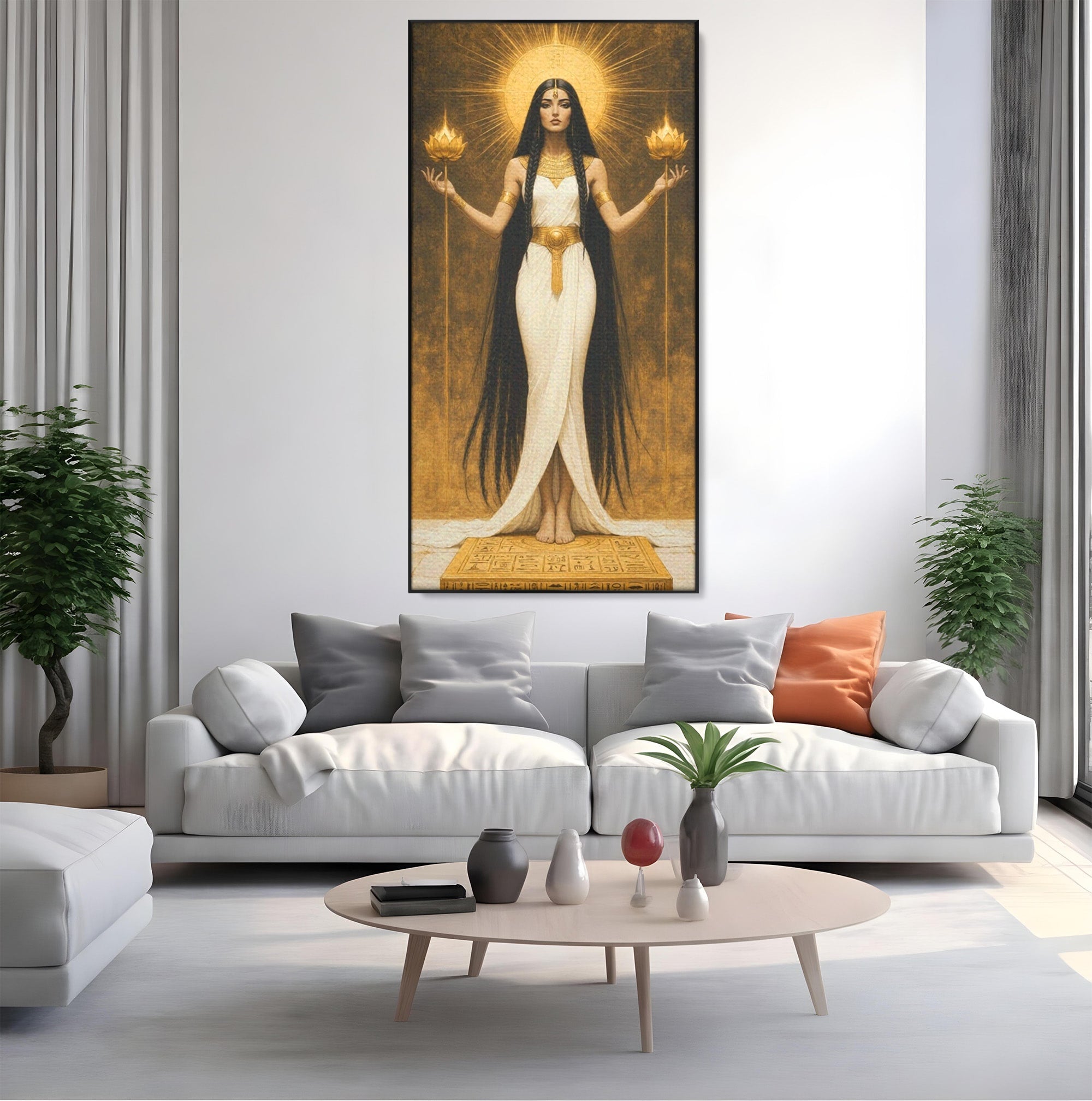 Tablou Canvas Premium LuxCanva® PI1056, Zeiță Egipteană, Zeiță, Egipt, Mistic, Antichitate, Simbolism, Dormitor, Living, Culori Vibrante