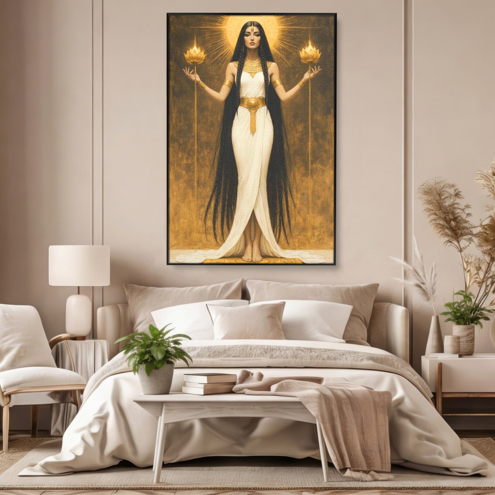 Tablou Canvas Premium LuxCanva® PI1056, Zeiță Egipteană, Zeiță, Egipt, Mistic, Antichitate, Simbolism, Dormitor, Living, Culori Vibrante