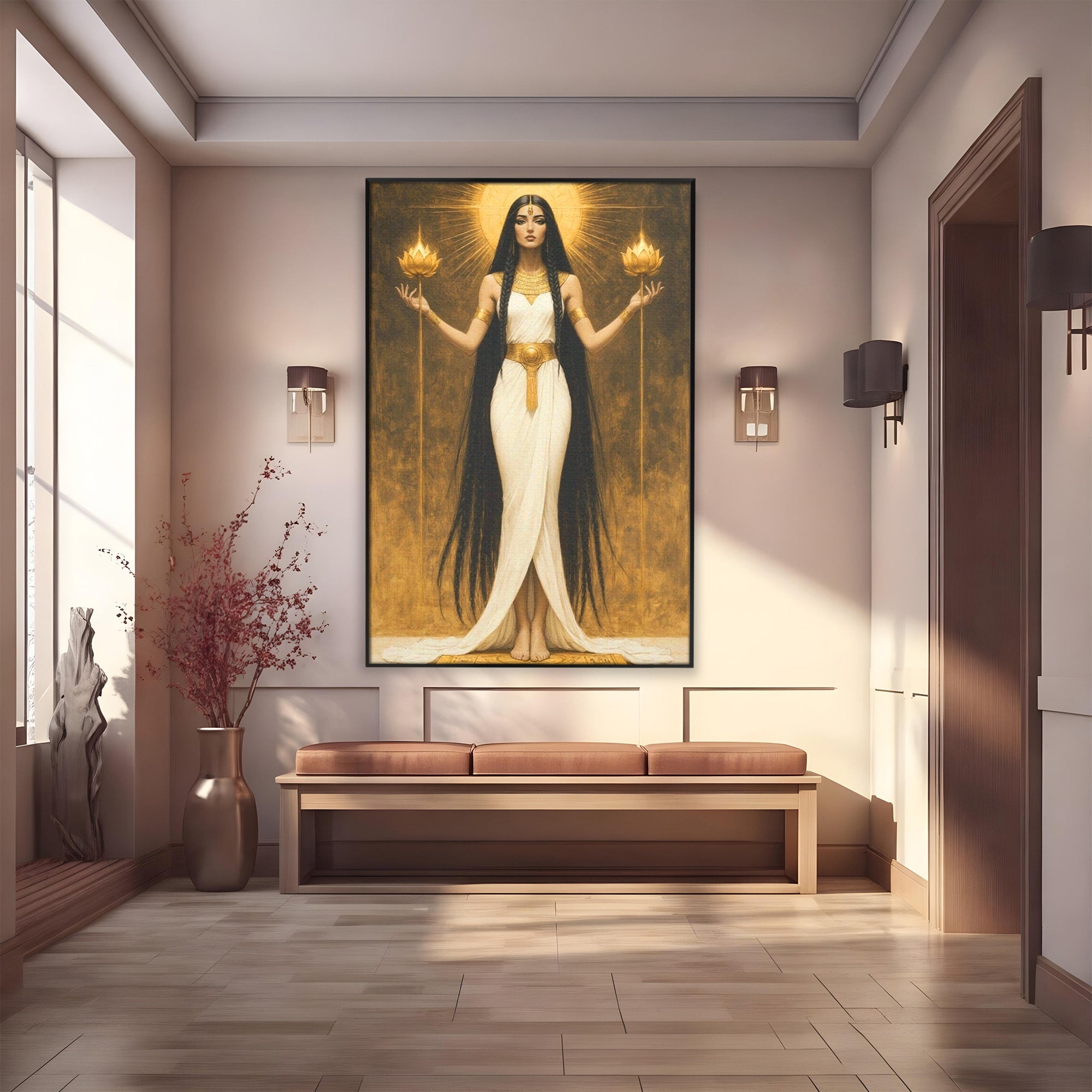 Tablou Canvas Premium LuxCanva® PI1056, Zeiță Egipteană, Zeiță, Egipt, Mistic, Antichitate, Simbolism, Dormitor, Living, Culori Vibrante