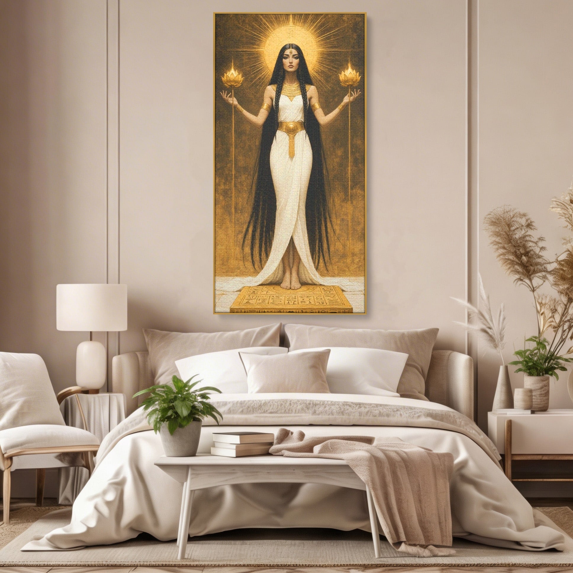 Tablou Canvas Premium LuxCanva® PI1056, Zeiță Egipteană, Zeiță, Egipt, Mistic, Antichitate, Simbolism, Dormitor, Living, Culori Vibrante
