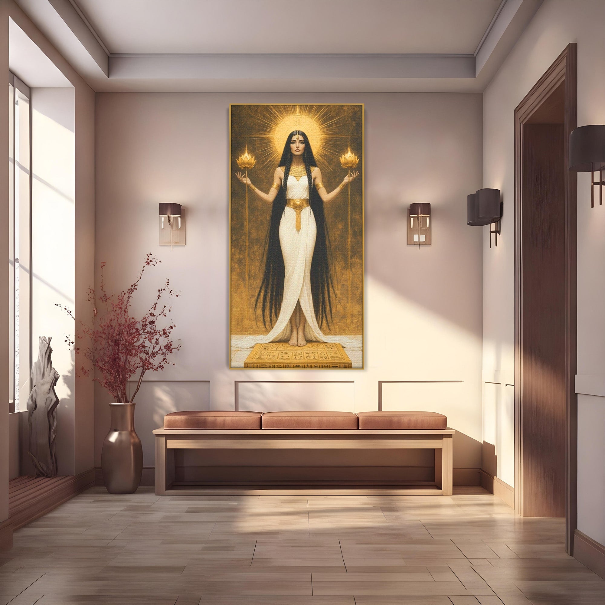 Tablou Canvas Premium LuxCanva® PI1056, Zeiță Egipteană, Zeiță, Egipt, Mistic, Antichitate, Simbolism, Dormitor, Living, Culori Vibrante