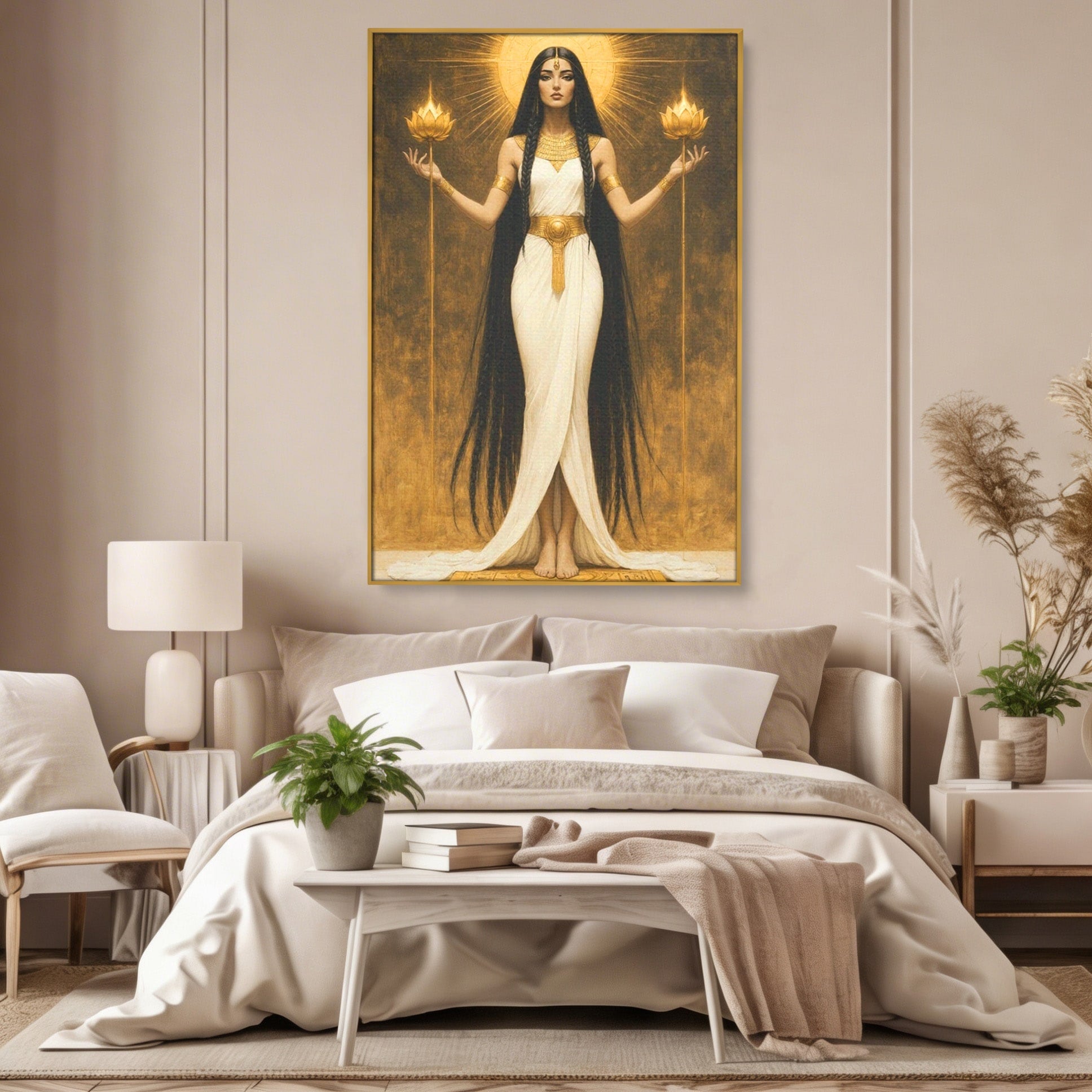 Tablou Canvas Premium LuxCanva® PI1056, Zeiță Egipteană, Zeiță, Egipt, Mistic, Antichitate, Simbolism, Dormitor, Living, Culori Vibrante