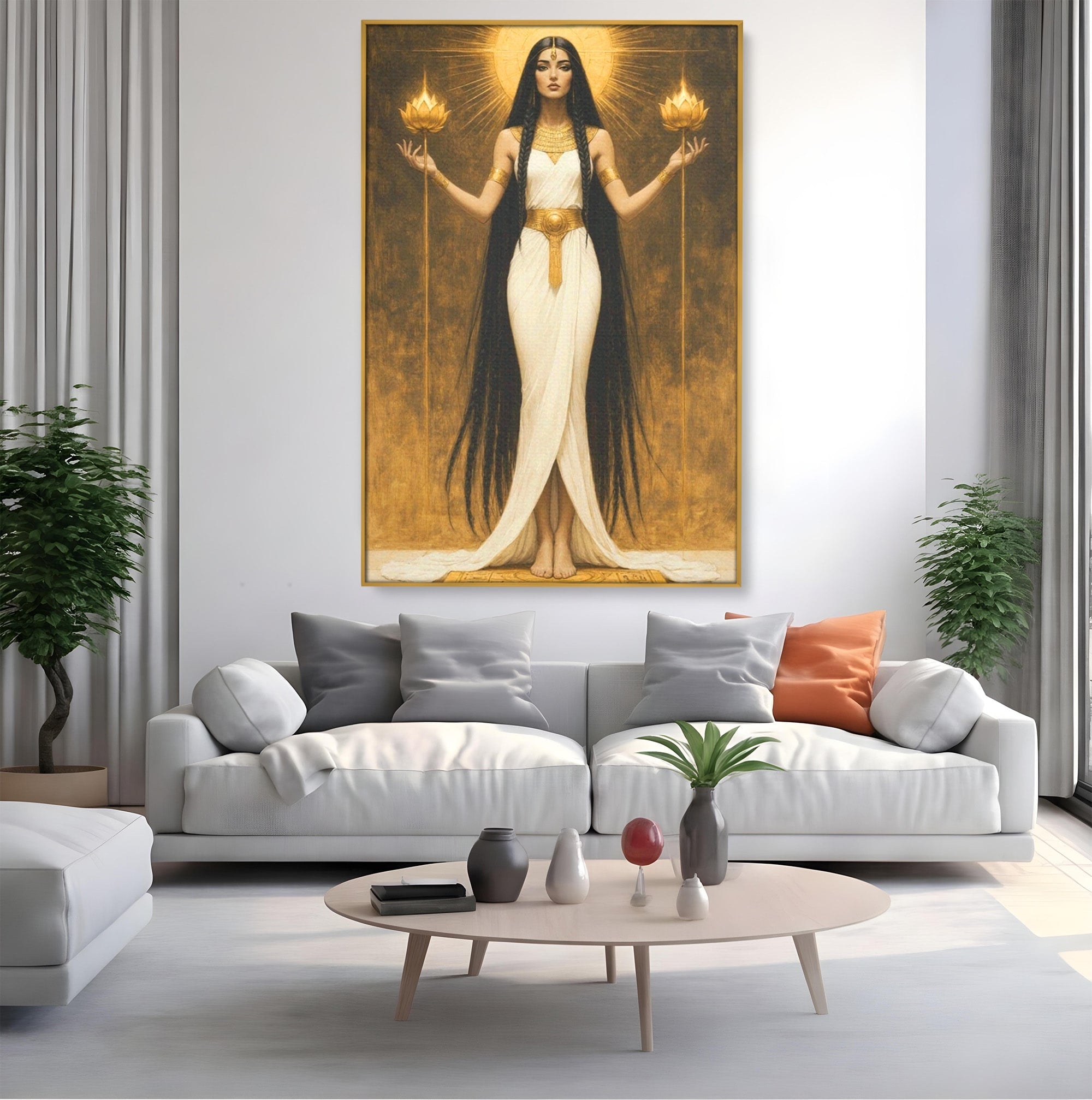Tablou Canvas Premium LuxCanva® PI1056, Zeiță Egipteană, Zeiță, Egipt, Mistic, Antichitate, Simbolism, Dormitor, Living, Culori Vibrante
