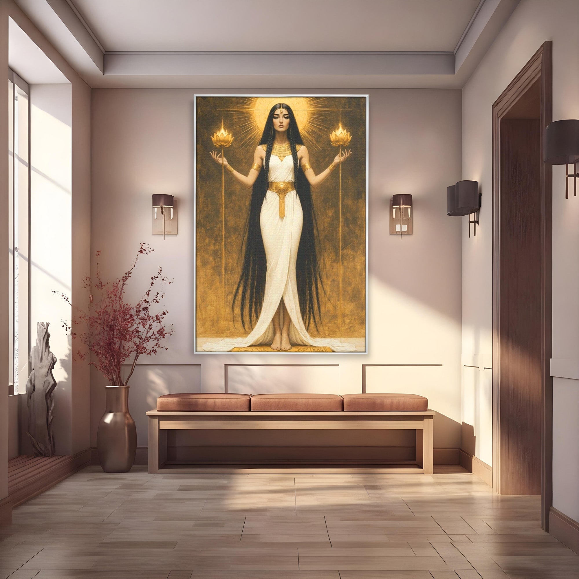 Tablou Canvas Premium LuxCanva® PI1056, Zeiță Egipteană, Zeiță, Egipt, Mistic, Antichitate, Simbolism, Dormitor, Living, Culori Vibrante
