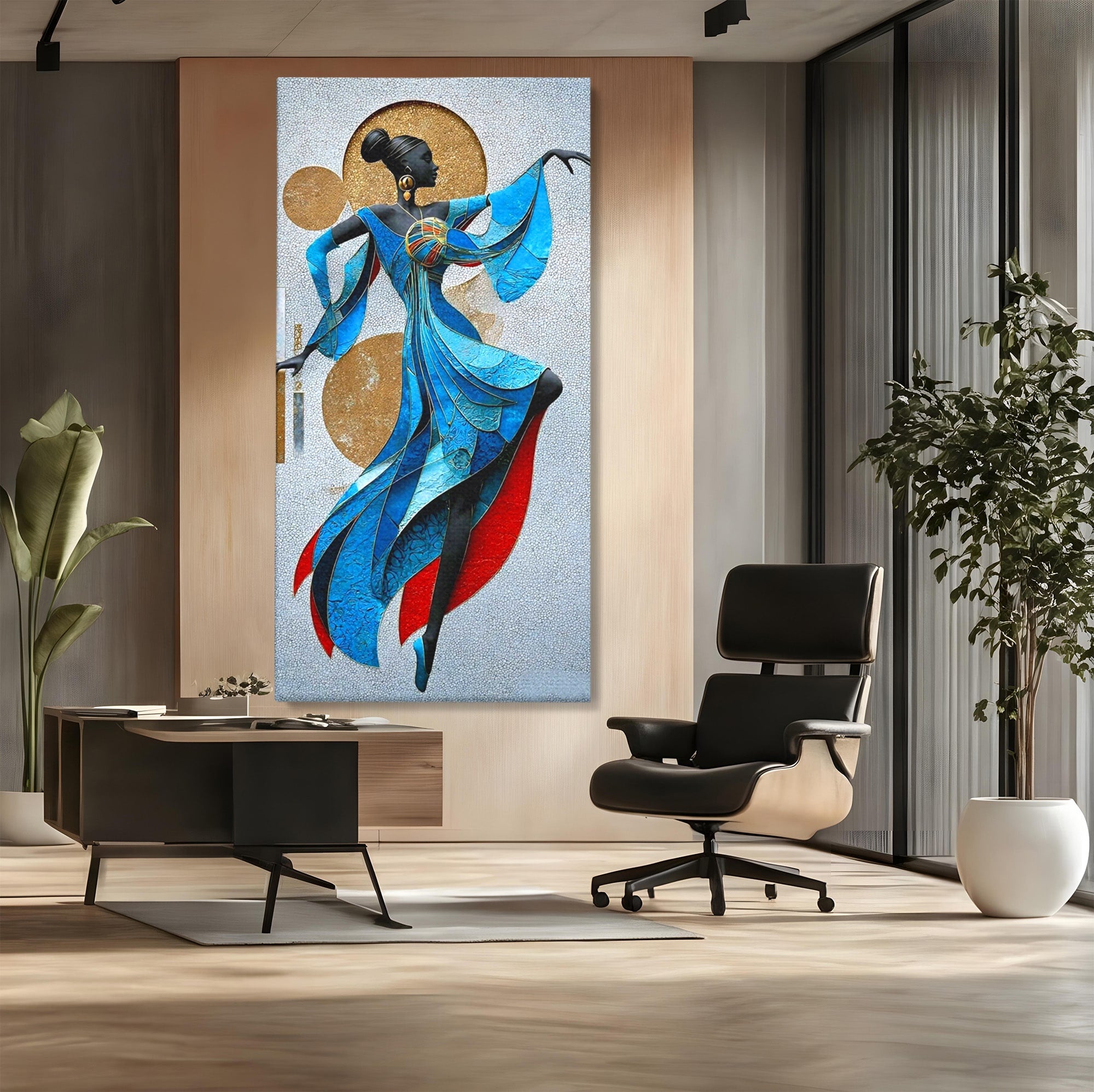 Tablou Canvas Premium LuxCanva® PI1057, Dansatoare Eleganta, Rochie, Eleganta, Arta, Colorat, Silhouette, Living, Culori Vibrante