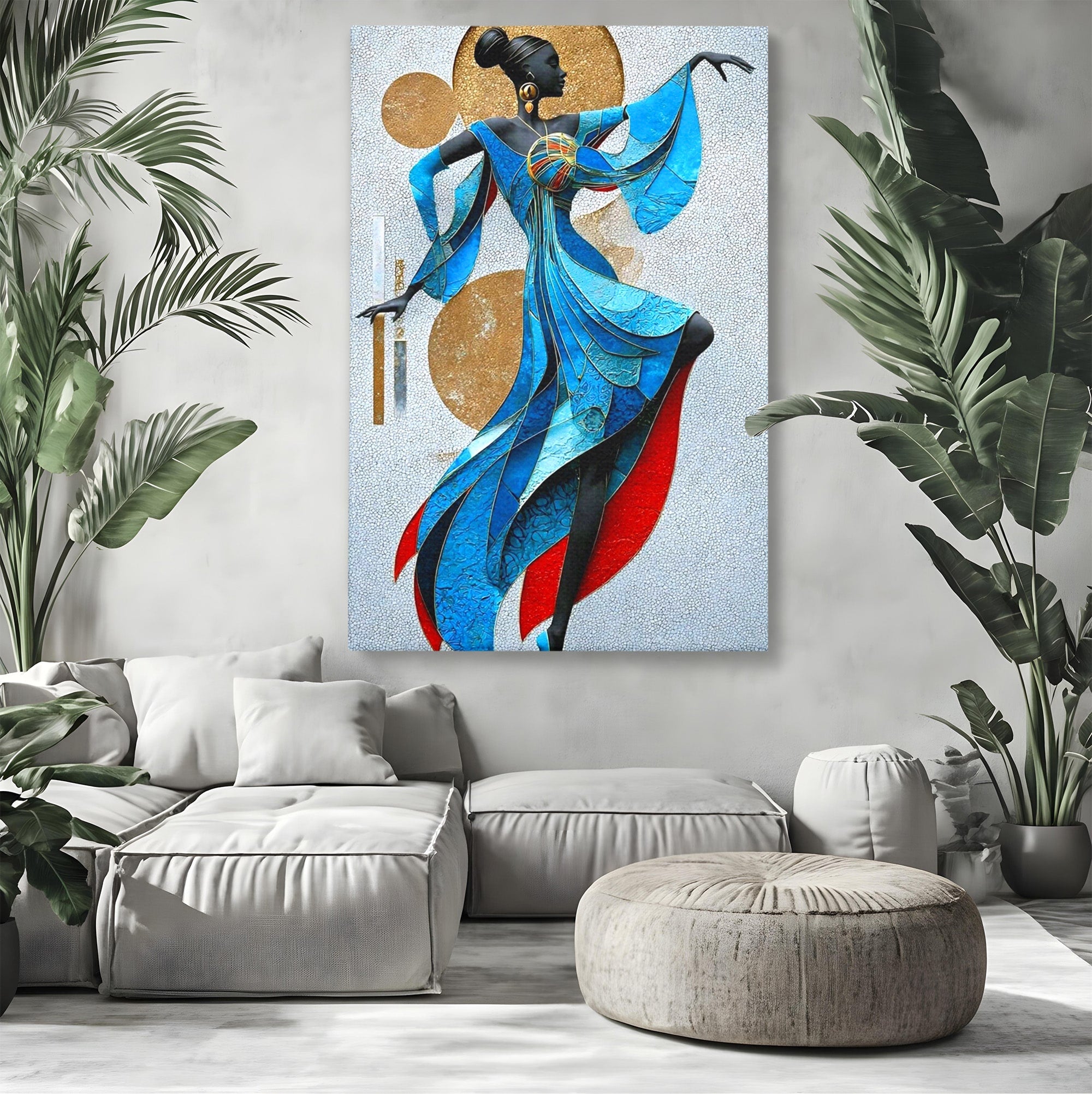 Tablou Canvas Premium LuxCanva® PI1057, Dansatoare Eleganta, Rochie, Eleganta, Arta, Colorat, Silhouette, Living, Culori Vibrante