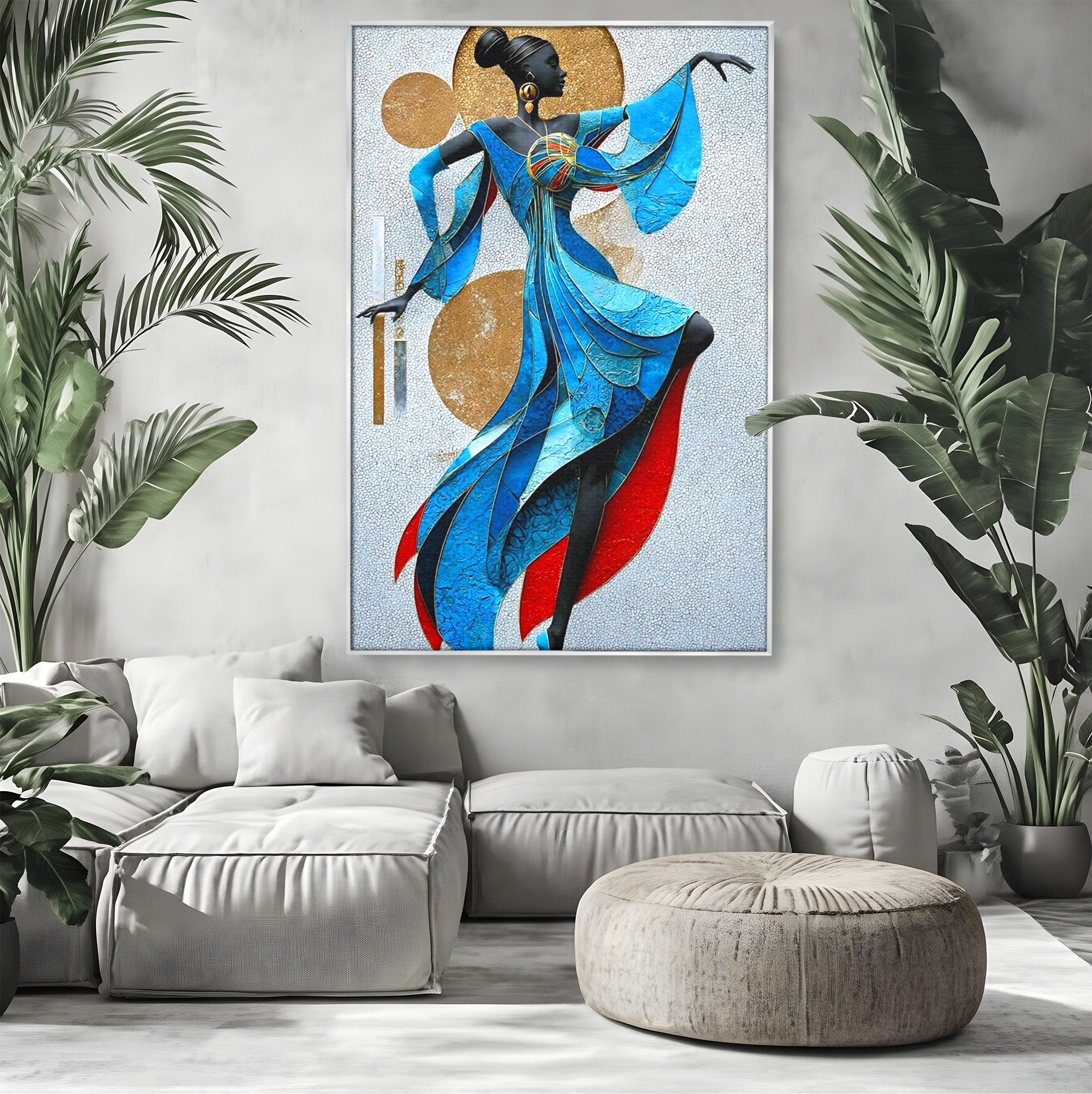 Tablou Canvas Premium LuxCanva® PI1057, Dansatoare Eleganta, Rochie, Eleganta, Arta, Colorat, Silhouette, Living, Culori Vibrante