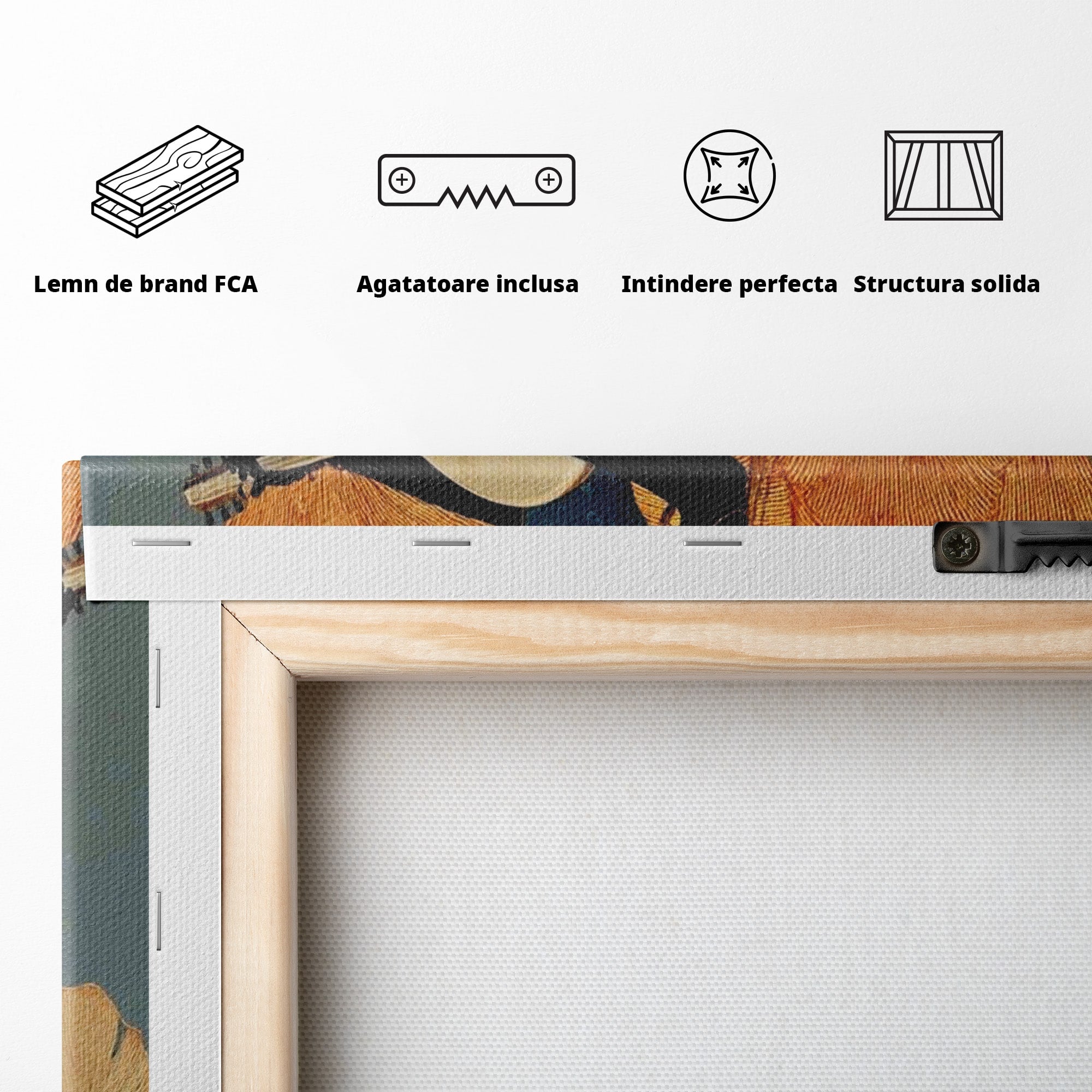 Tablou Canvas Premium LuxCanva® PI1058, Silueta Muzicala Sub Luna, Instrument, Muzica, Luna, Living, Arta, Culori Vibrante