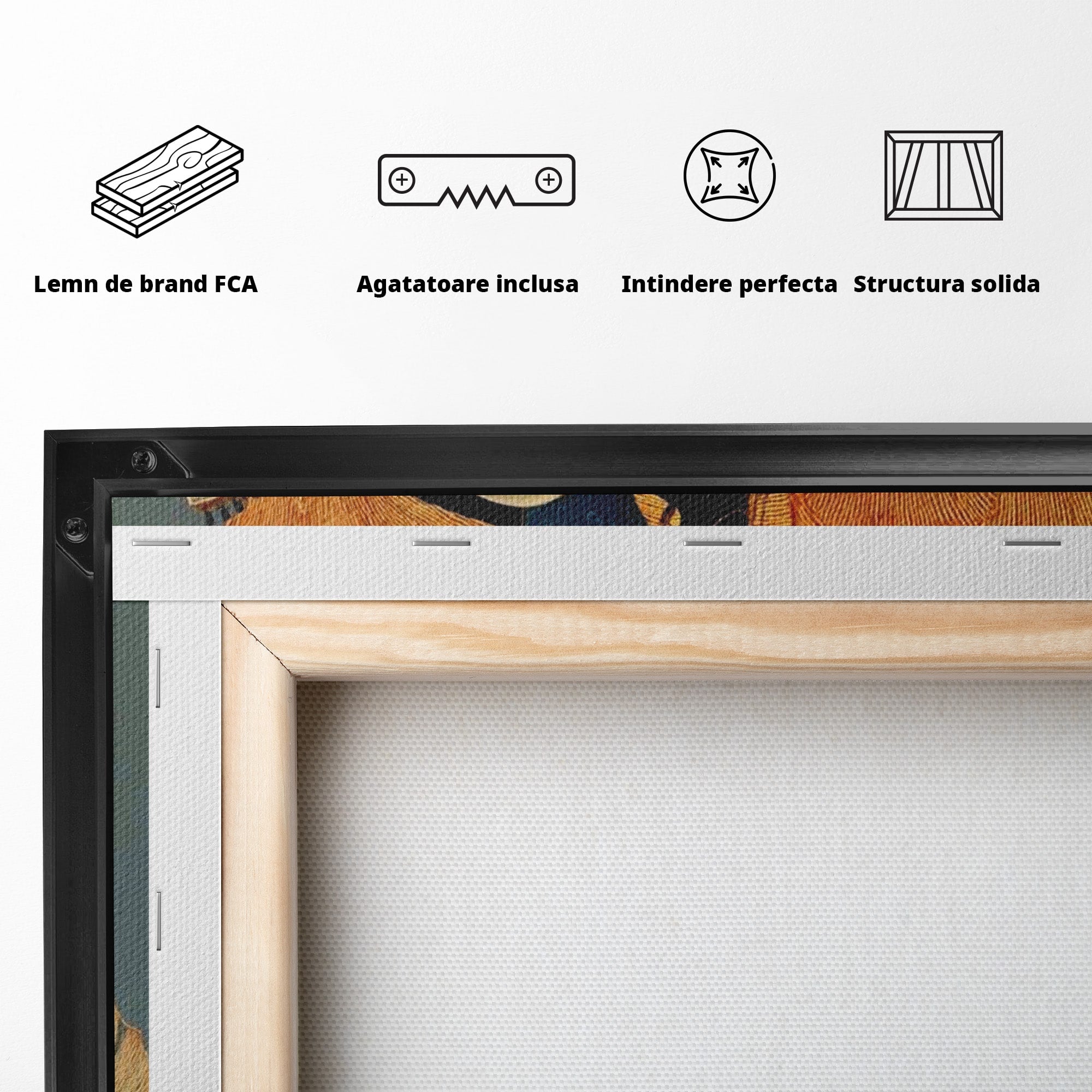 Tablou Canvas Premium LuxCanva® PI1058, Silueta Muzicala Sub Luna, Instrument, Muzica, Luna, Living, Arta, Culori Vibrante