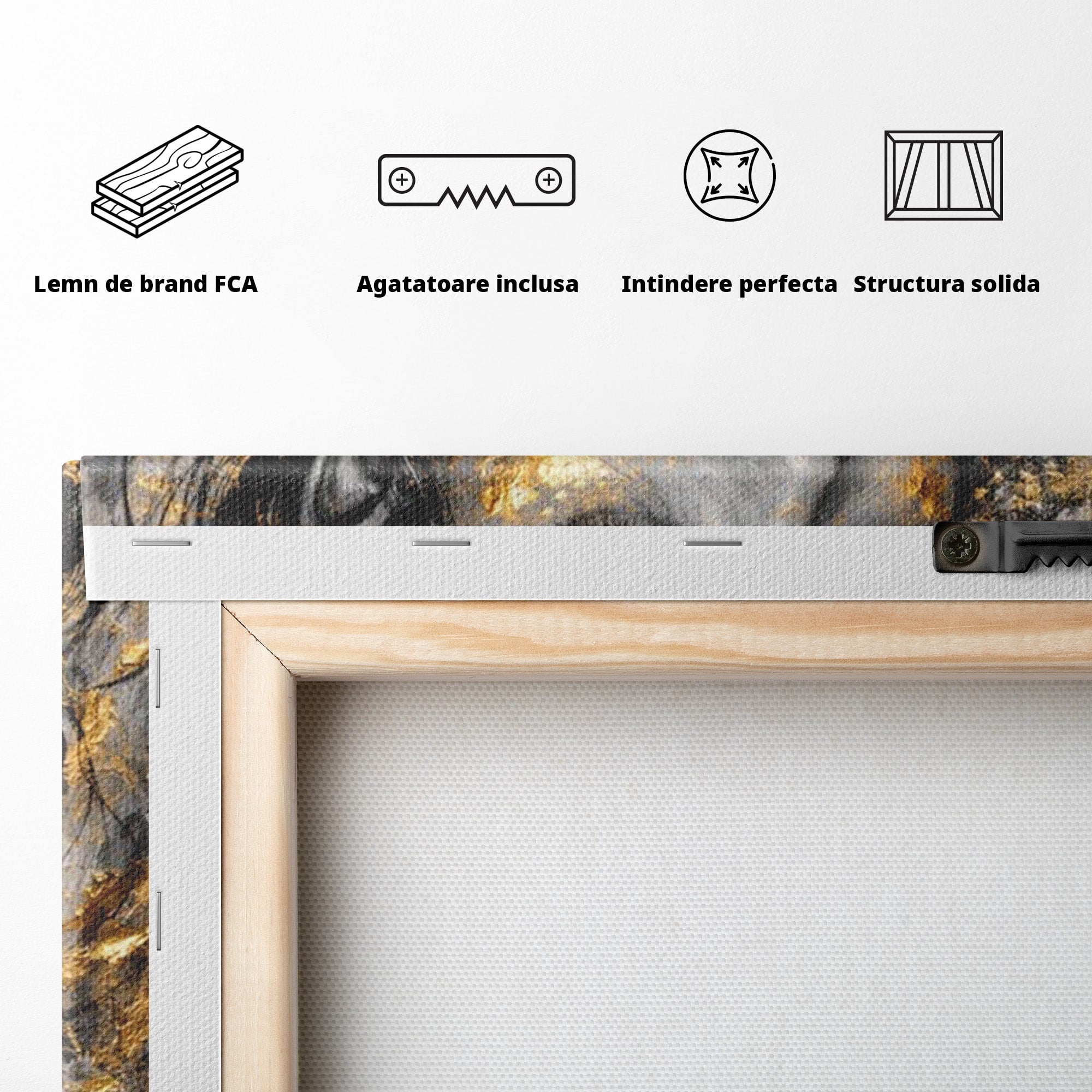 Tablou Canvas Premium LuxCanva® PI1059, Portret Aurit, Frumusete, Chip, Femeie, Arta, Eleganta, Living, Culori Vibrante