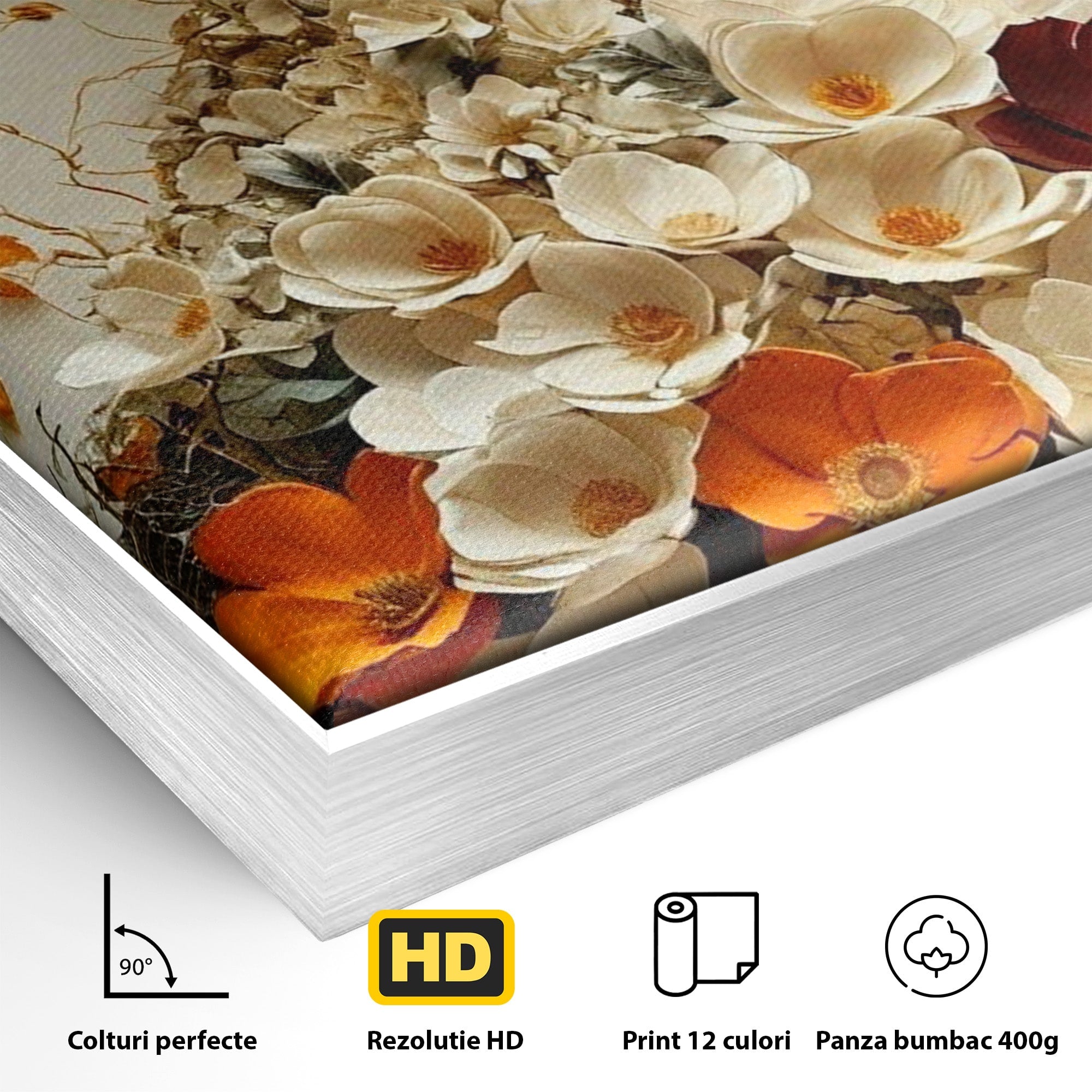 Tablou Canvas Premium LuxCanva® PI1060, Silfida Florala, Gradina, Flori, Eleganta, Femeie, Natura, Dormitor, Culori Vibrante