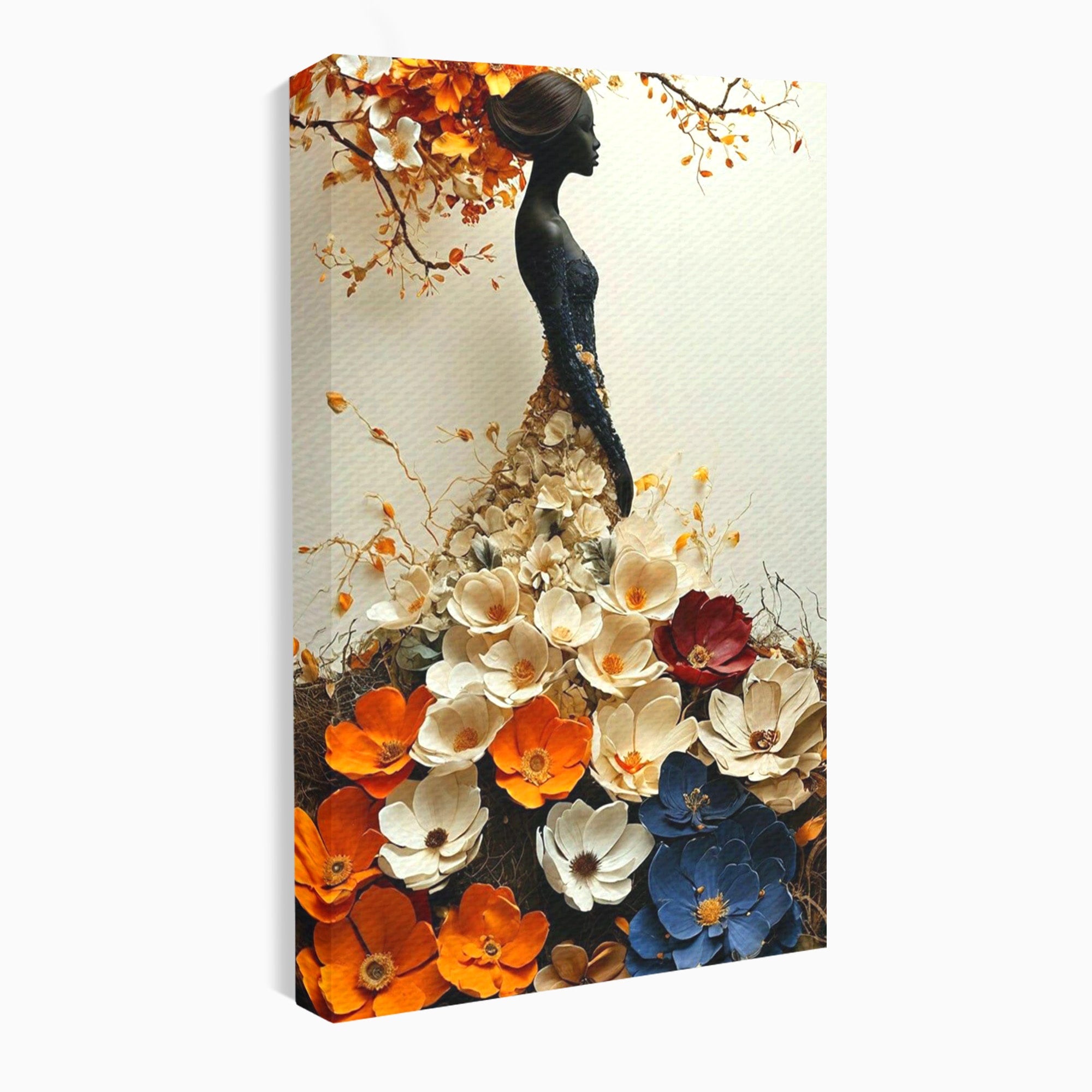 Tablou Canvas Premium LuxCanva® PI1060, Silfida Florala, Gradina, Flori, Eleganta, Femeie, Natura, Dormitor, Culori Vibrante