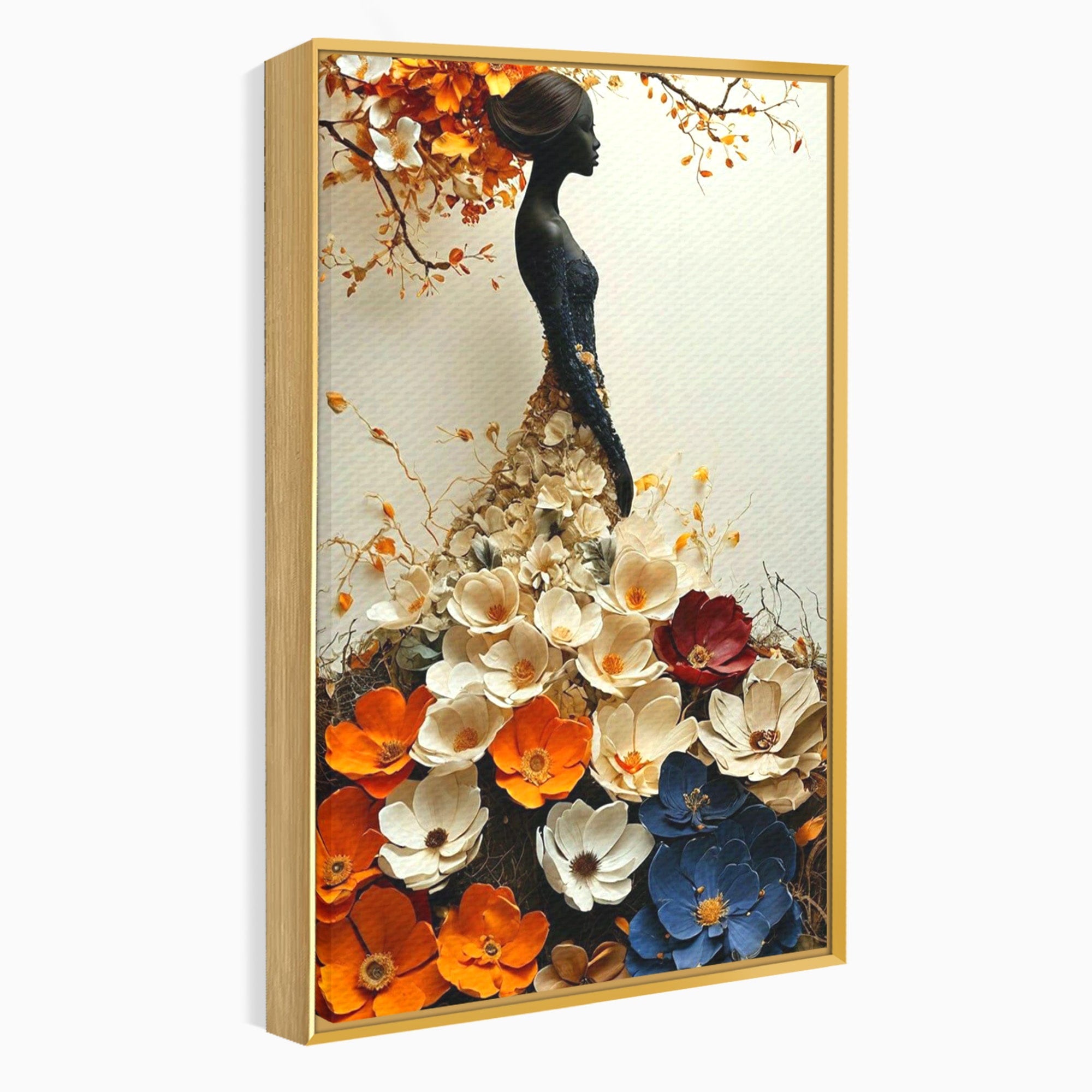 Tablou Canvas Premium LuxCanva® PI1060, Silfida Florala, Gradina, Flori, Eleganta, Femeie, Natura, Dormitor, Culori Vibrante