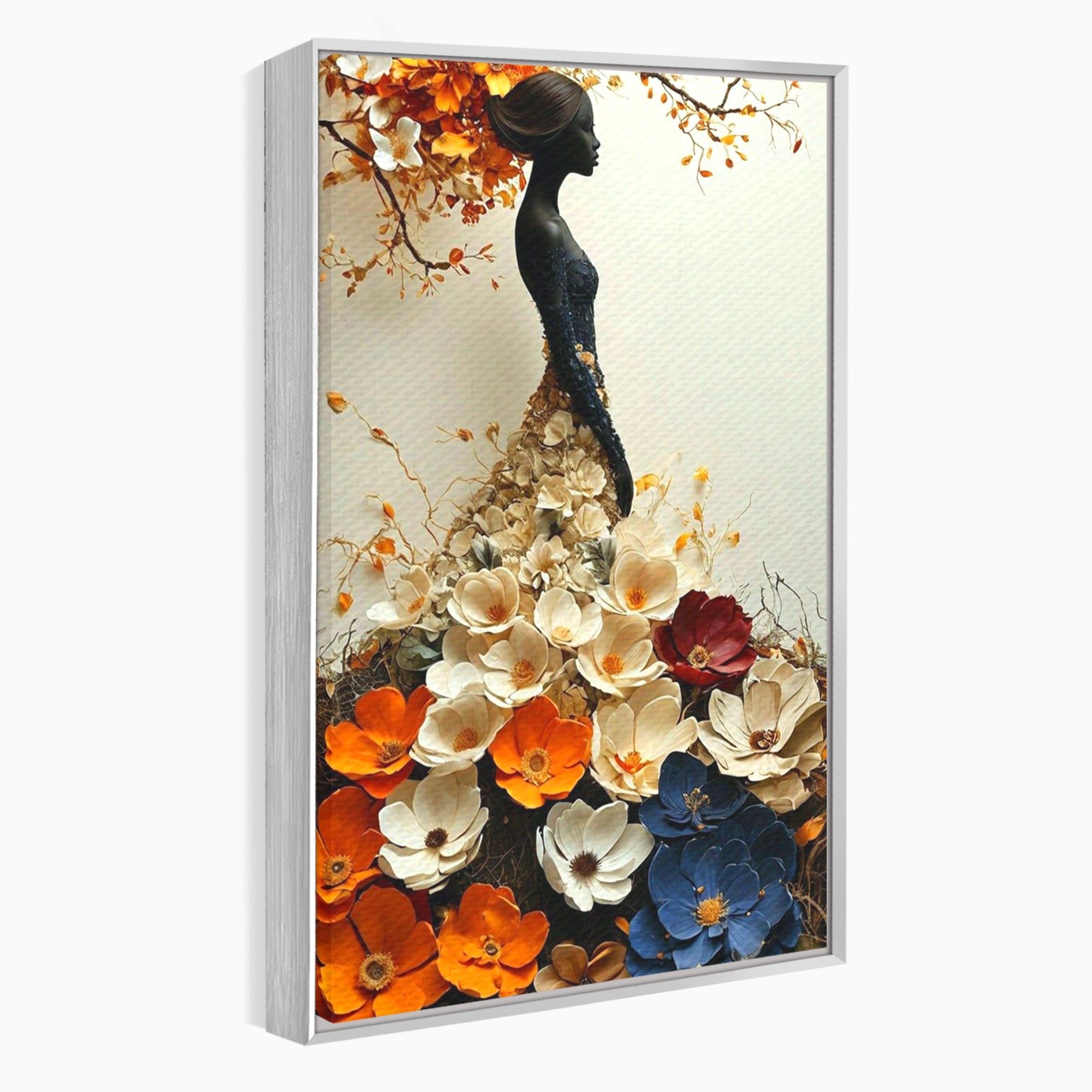 Tablou Canvas Premium LuxCanva® PI1060, Silfida Florala, Gradina, Flori, Eleganta, Femeie, Natura, Dormitor, Culori Vibrante