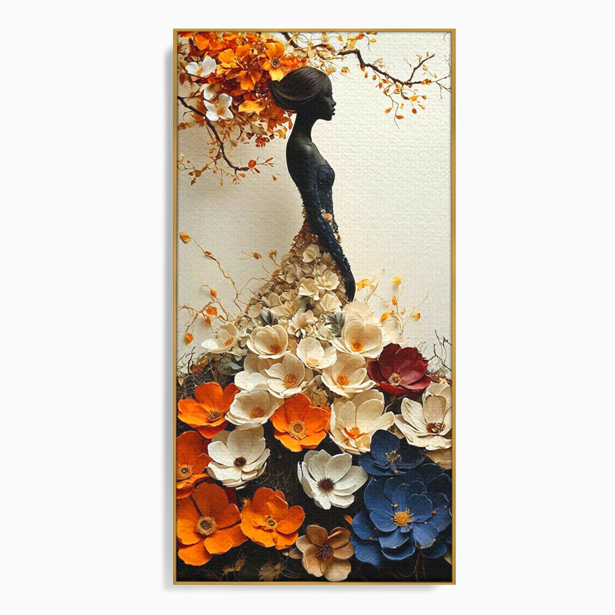 Tablou Canvas Premium LuxCanva® PI1060, Silfida Florala, Gradina, Flori, Eleganta, Femeie, Natura, Dormitor, Culori Vibrante