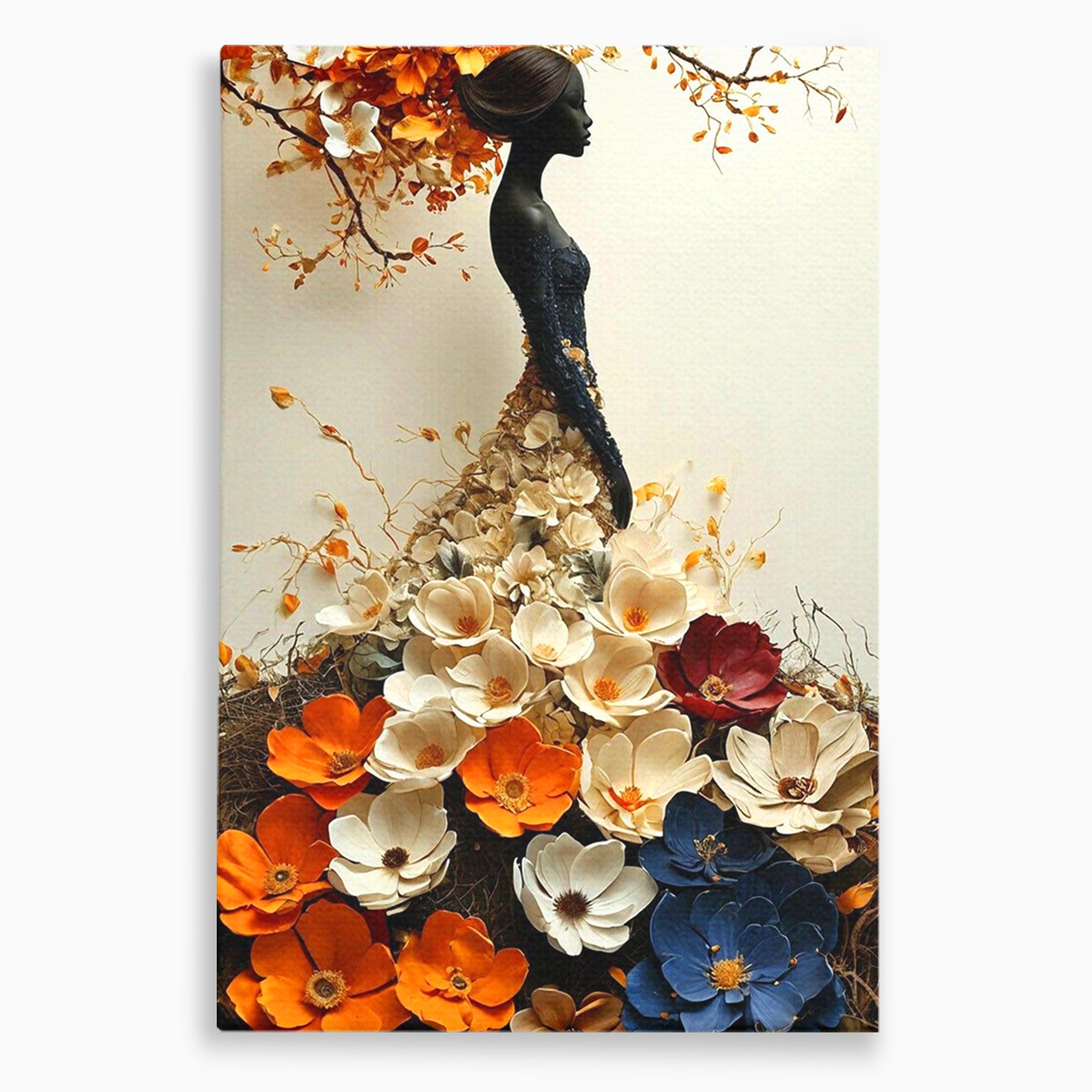 Tablou Canvas Premium LuxCanva® PI1060, Silfida Florala, Gradina, Flori, Eleganta, Femeie, Natura, Dormitor, Culori Vibrante