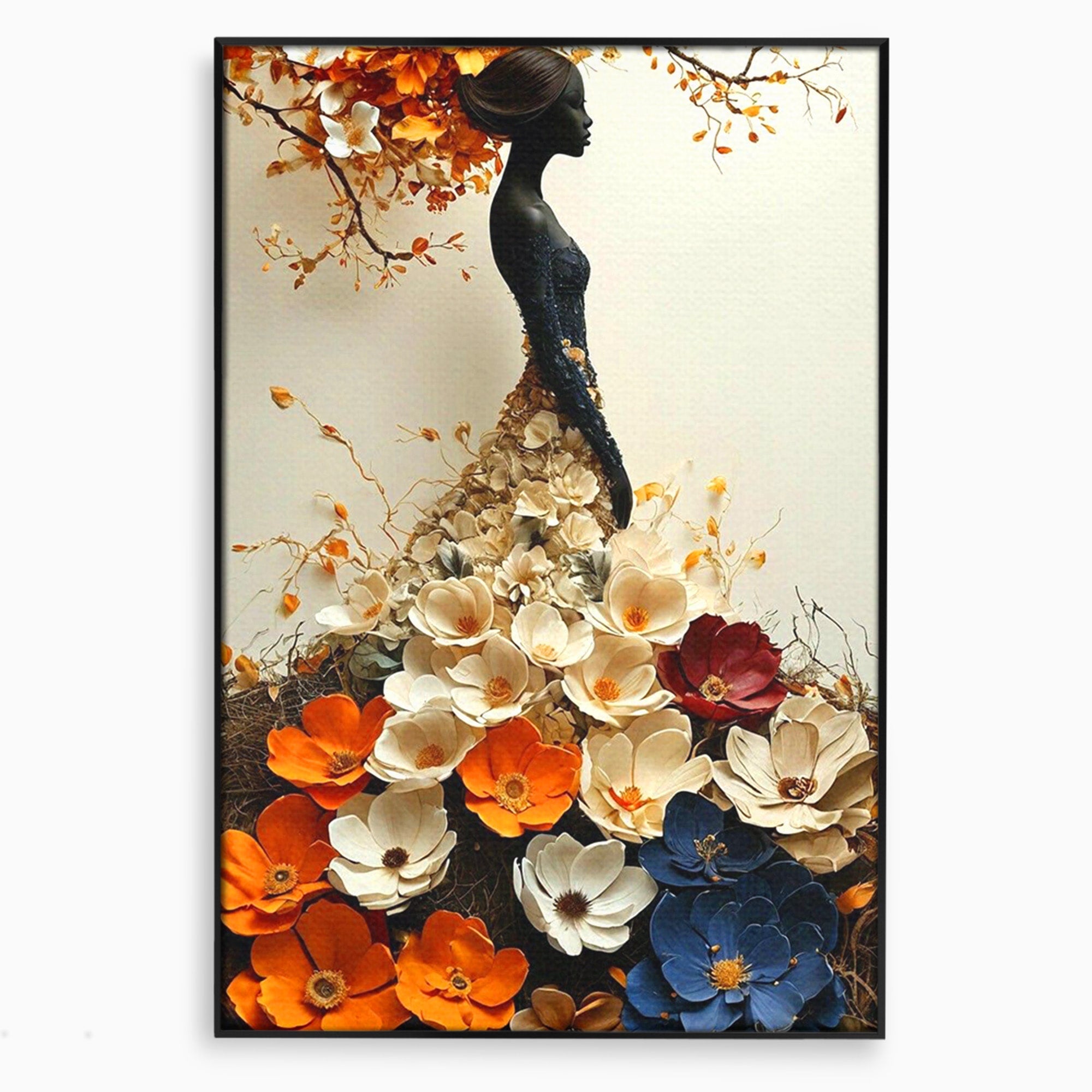 Tablou Canvas Premium LuxCanva® PI1060, Silfida Florala, Gradina, Flori, Eleganta, Femeie, Natura, Dormitor, Culori Vibrante