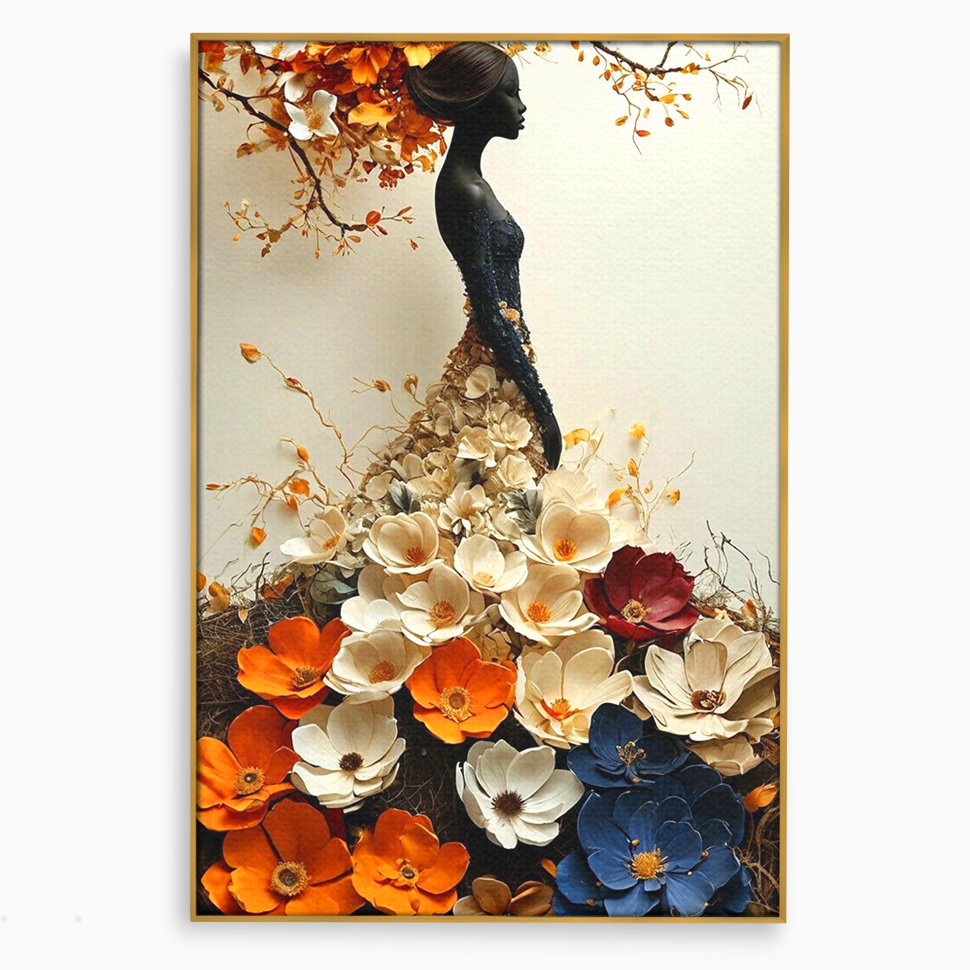 Tablou Canvas Premium LuxCanva® PI1060, Silfida Florala, Gradina, Flori, Eleganta, Femeie, Natura, Dormitor, Culori Vibrante