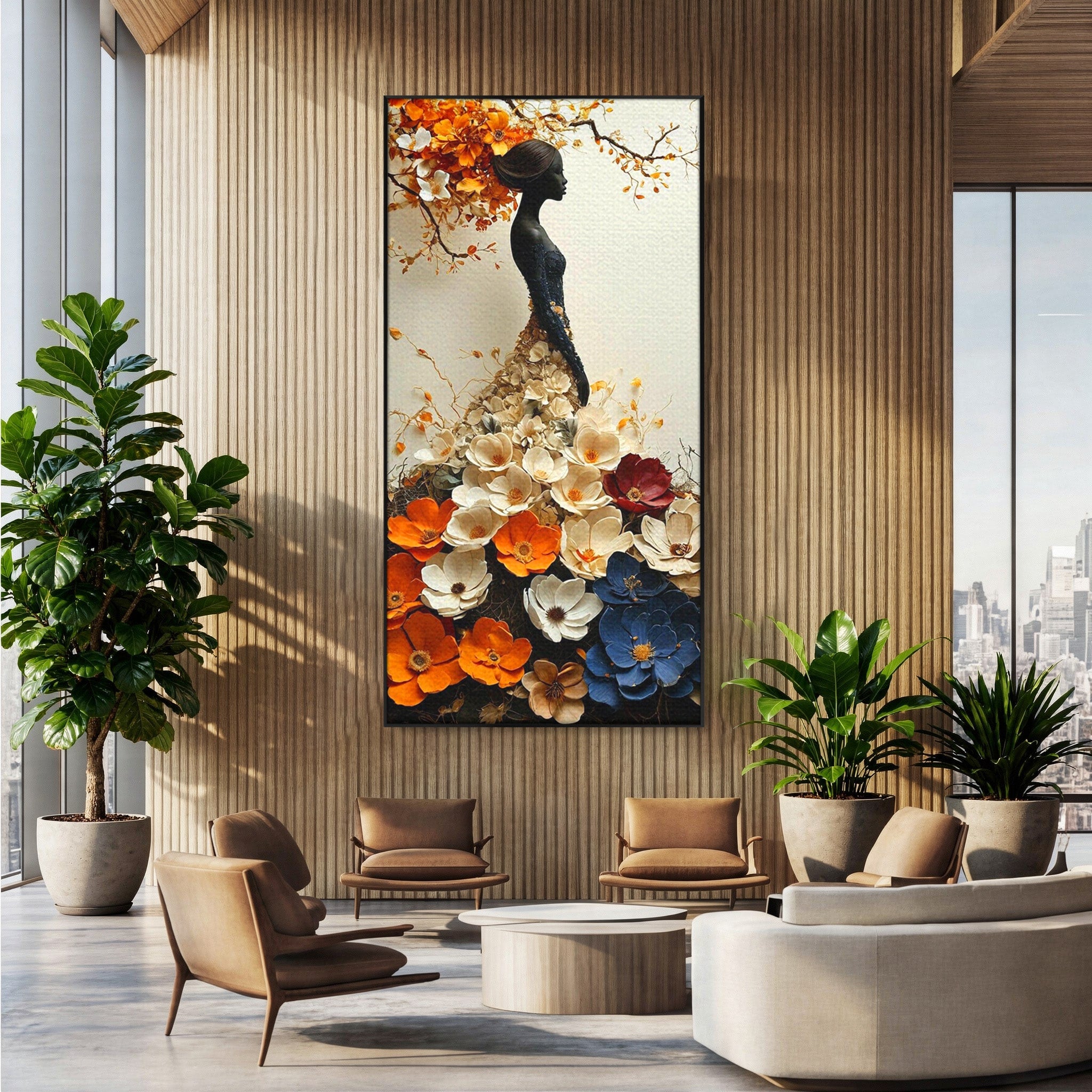 Tablou Canvas Premium LuxCanva® PI1060, Silfida Florala, Gradina, Flori, Eleganta, Femeie, Natura, Dormitor, Culori Vibrante