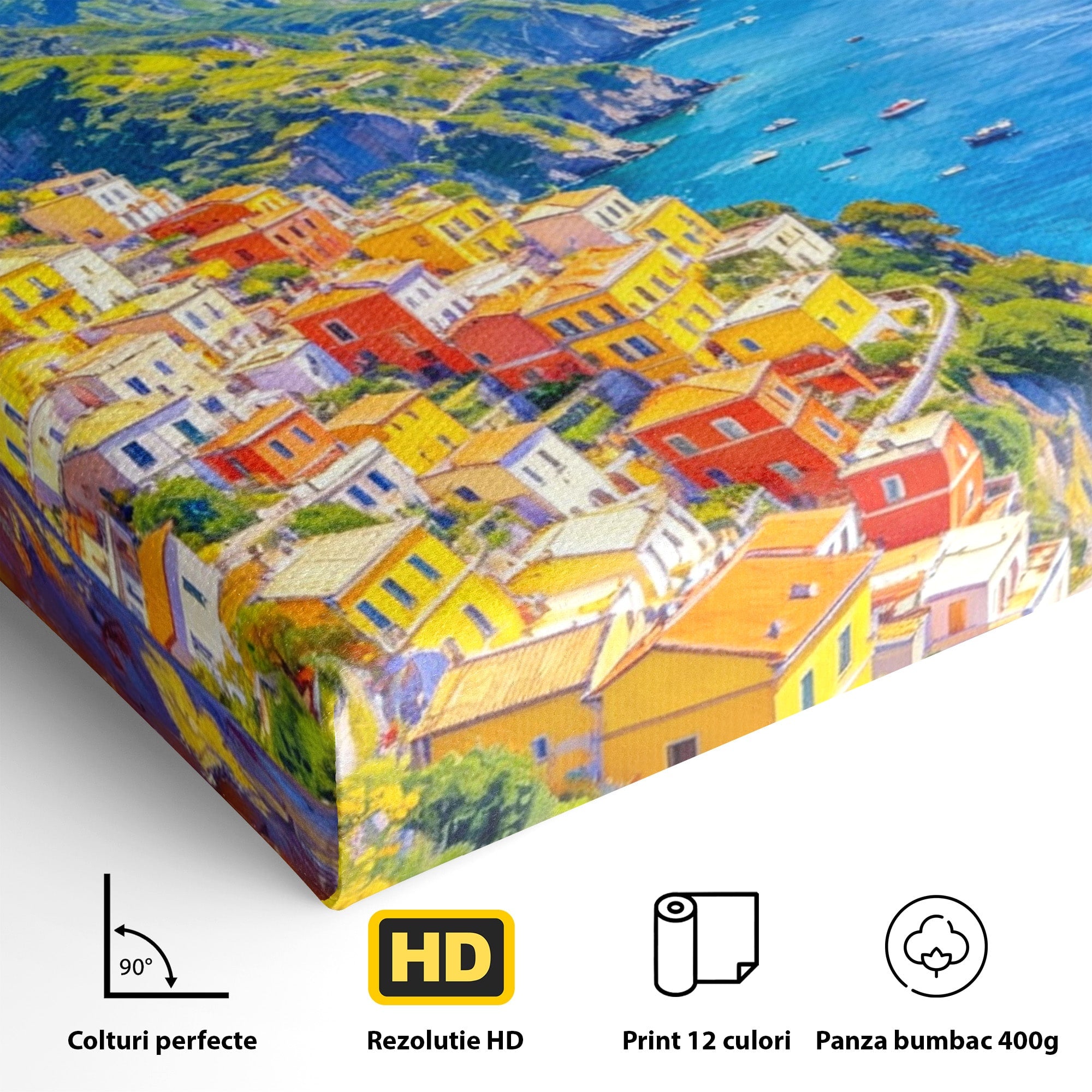 Tablou Canvas Premium LuxCanva® PI1061, Peisaj Mediteranean Cu Lamaie, Peisaj, Lamaie, Mare, Mediterranean, Living, Culori Vibrante